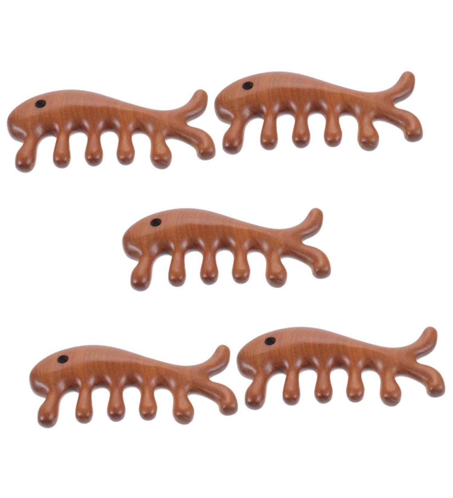 Healeved 5-St Fish-Shaped Ergonomic Massage Comb - Portable Acupuncture Tool for Head and Scalp - Ideal Wooden Comb for Women - Buy Online on GoSupps.com