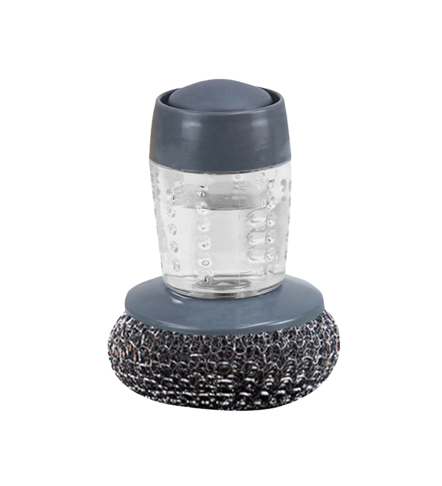 Soap Dispensing Dish Brush - Push Dispensing Dish Soap Scrubber Brush | Multifunctional Ergonomic Steel Scrubber Kitchen Cleaning Brush or Dishes Pot Pan Kitchen - Buy Online on GoSupps.com
