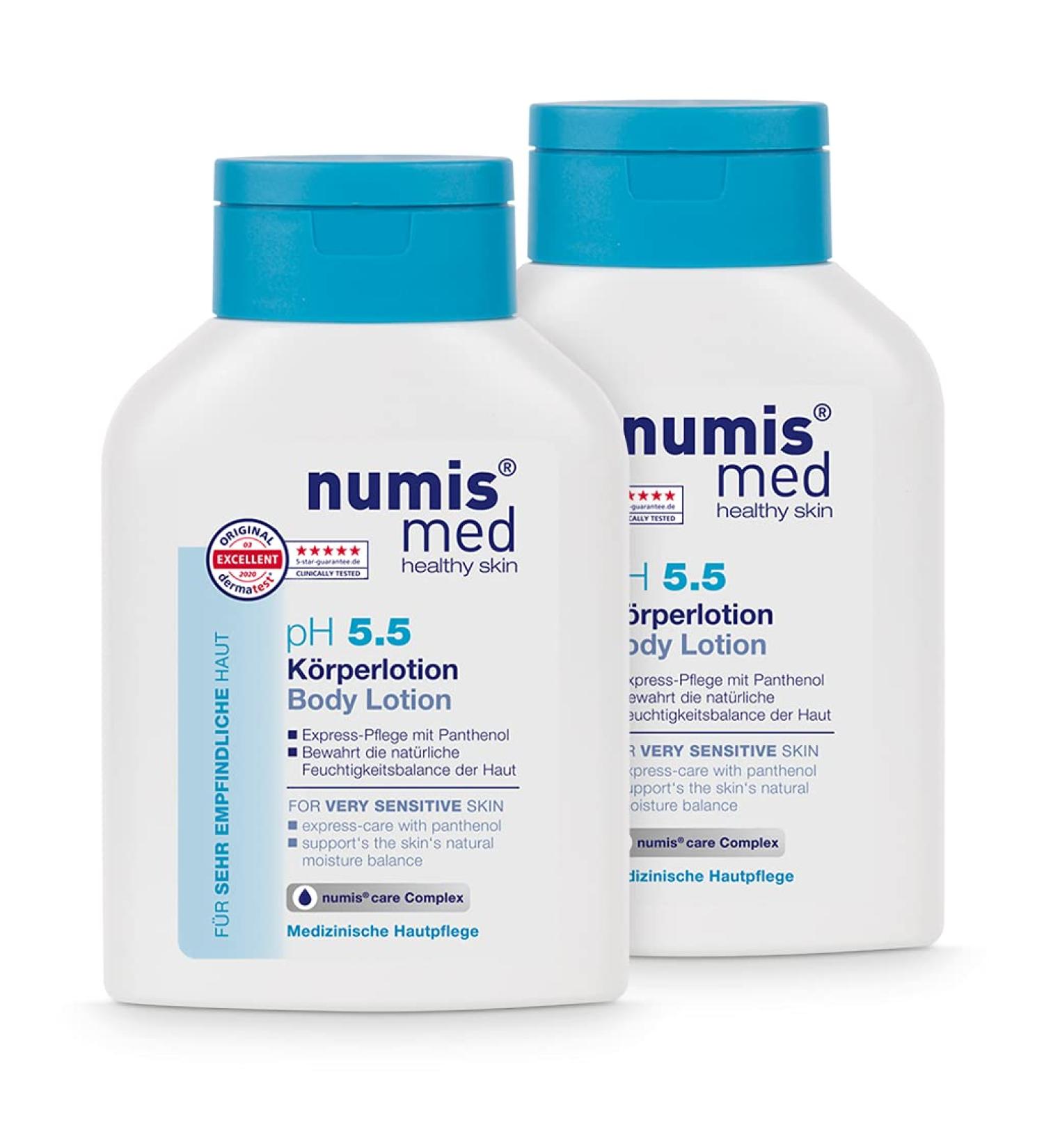 numis med Moisturizing Lotion ph 5.5 - soothing body lotion for very sensitive and delicate skin - vegan free from silicones parabens and mineral oil - milk (2x 200ml) - Buy Online on GoSupps.com