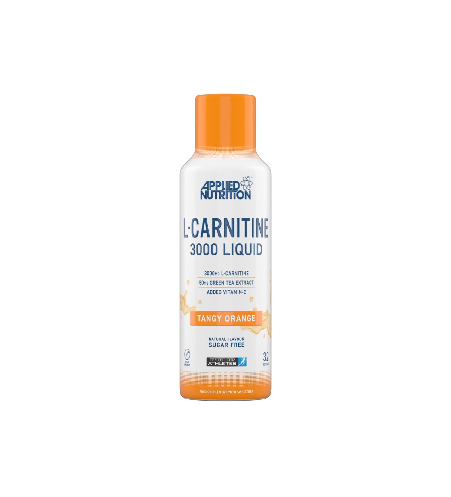 Applied Nutrition L Carnitine 3000 Liquid - Vegan L-Carnitine with Green Tea & Vitamin C - Energy & Weight Management - Tangy Orange Flavor - 480ml - Buy Online on GoSupps.com
