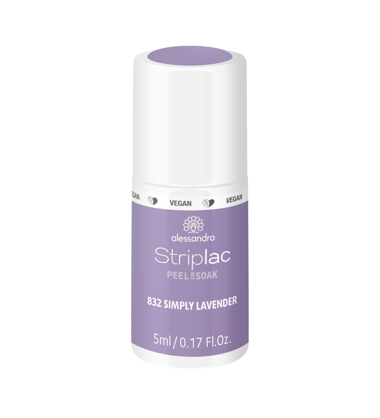 Alessandro Striplac peel or soak - Sweet Sorbets - Simply Lavender - Vegan - LED nail polish in purple - for perfect nails in 15 minutes 5ml