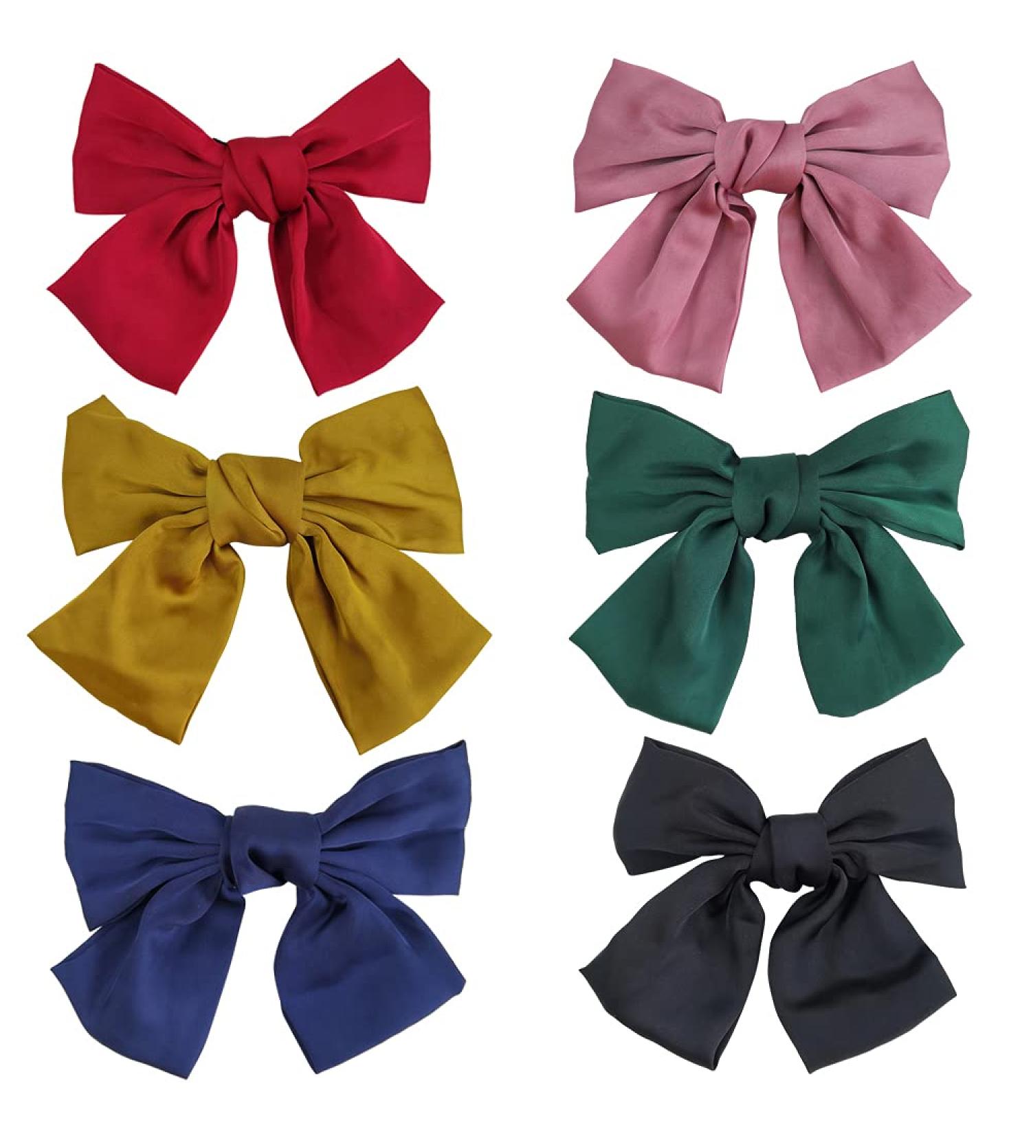 Elegant Bowknot Large Hair Loops Clips - 6 Pcs Fabric Hair Jewelry for Women & Children - Buy Online on GoSupps.com