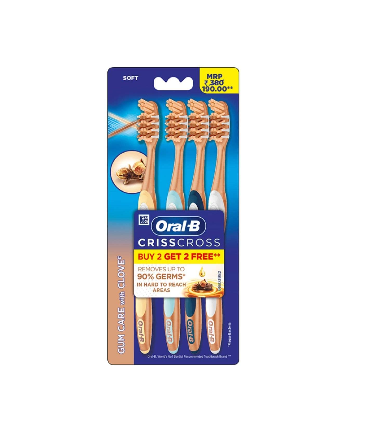 Oral-B Criss Cross Toothbrush with Clove Extract - Extra Soft (Buy 2 Get 2 Free) | International Shipping Available - Buy Online on GoSupps.com