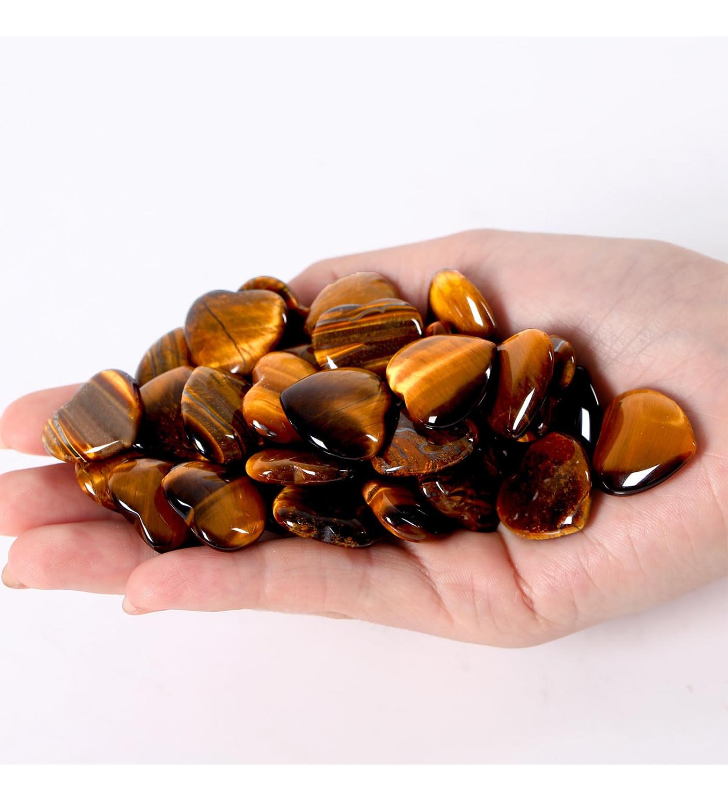 XIANNVXI Tigers Eye Crystal Heart Stones Set - 15 Pcs Natural Reiki Healing Gemstones - Buy Online on GoSupps.com