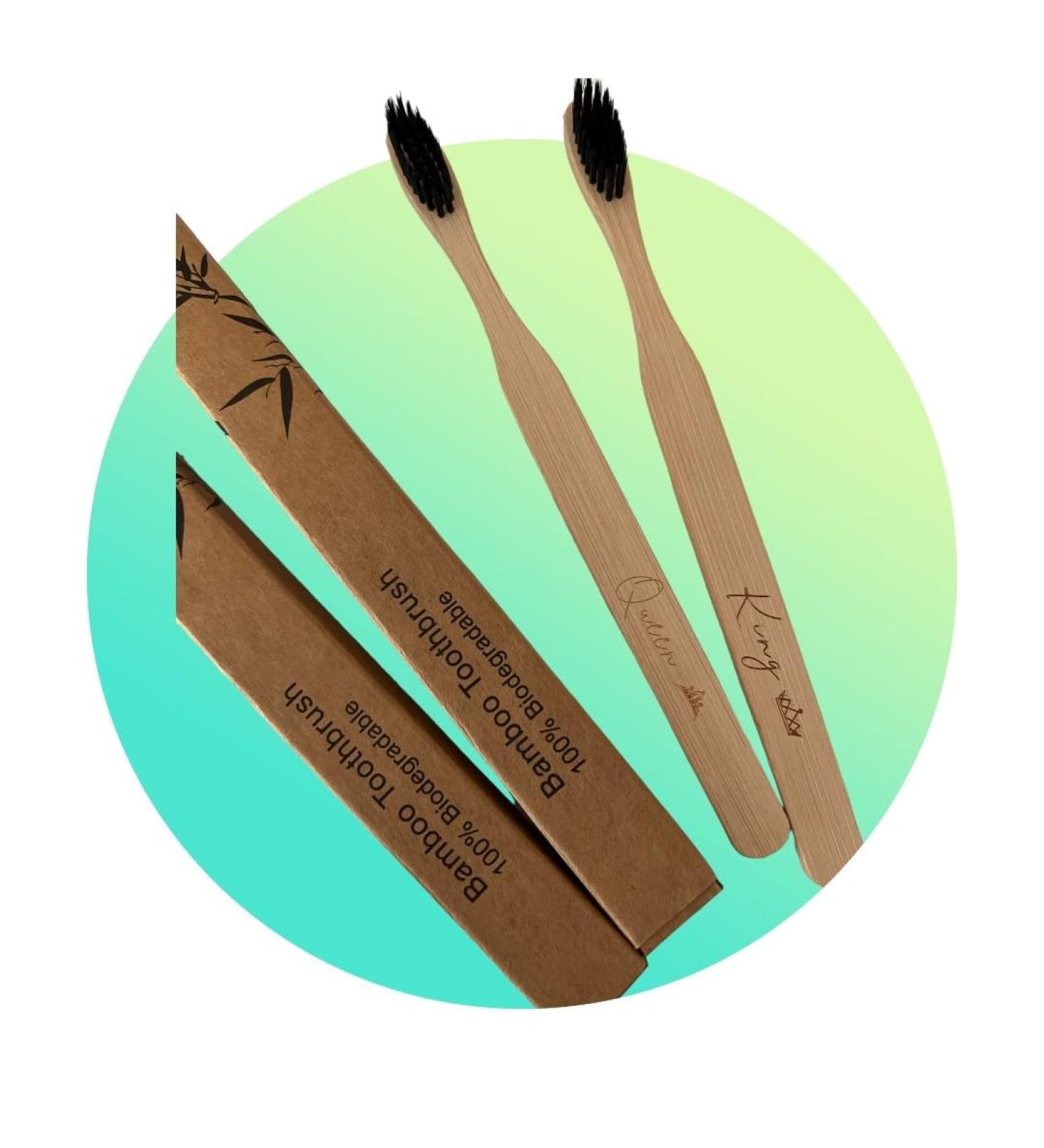 Eco-Friendly Bamboo Toothbrushes for Couples | Solar-Powered Cute & Happy Design | Buy Internationally - Buy Online on GoSupps.com