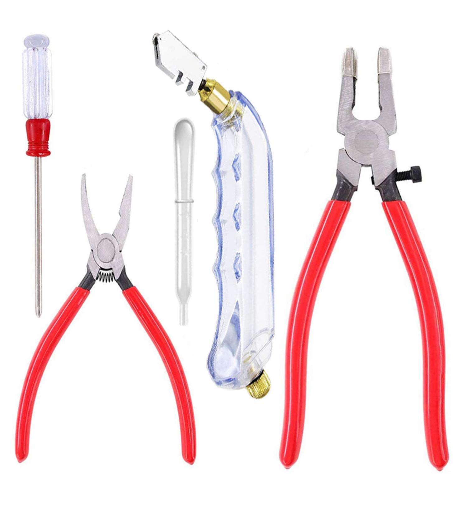 Qovydx 5Pcs Glass Grozer Running Pliers | Stained Glass Breaking Cutter Tools - Grozing Pliers with Rubber Tips - Buy Online on GoSupps.com