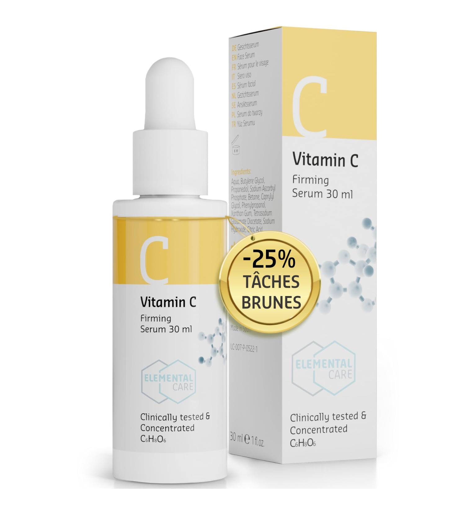 Vitamin C Serum Anti Dark Spots Face -25% Age Spots in 3 Months 57% Collagen Vitamin C Face Serum 7x2ml Ampoules Anti Spot Face Serum and Anti Aging - Elemental Care - Buy Online on GoSupps.com