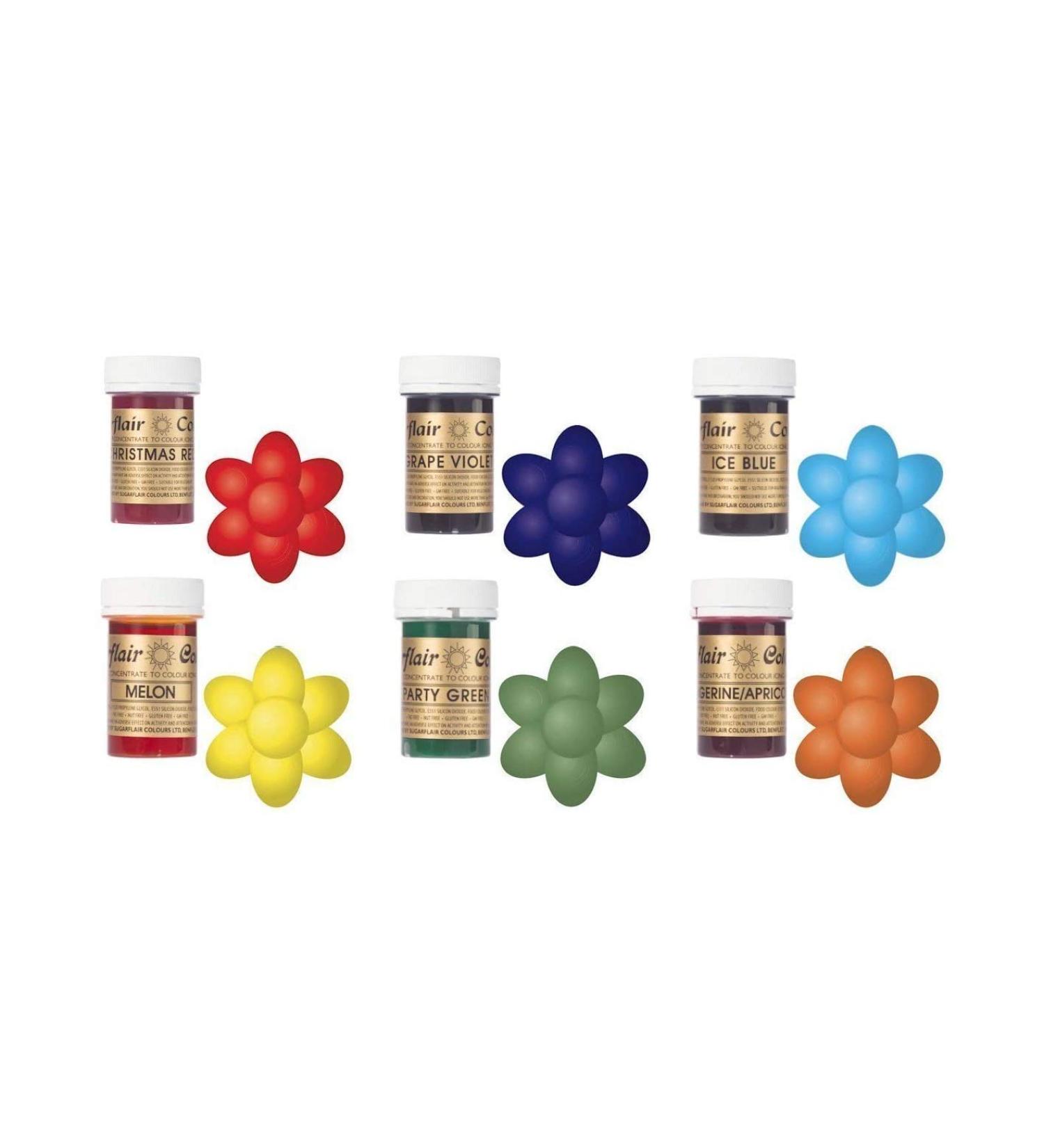 Sugarflair Rainbow Set of 6 Food Colour Gel Pastes. Perfect for Cake Decorating Baking & Much More