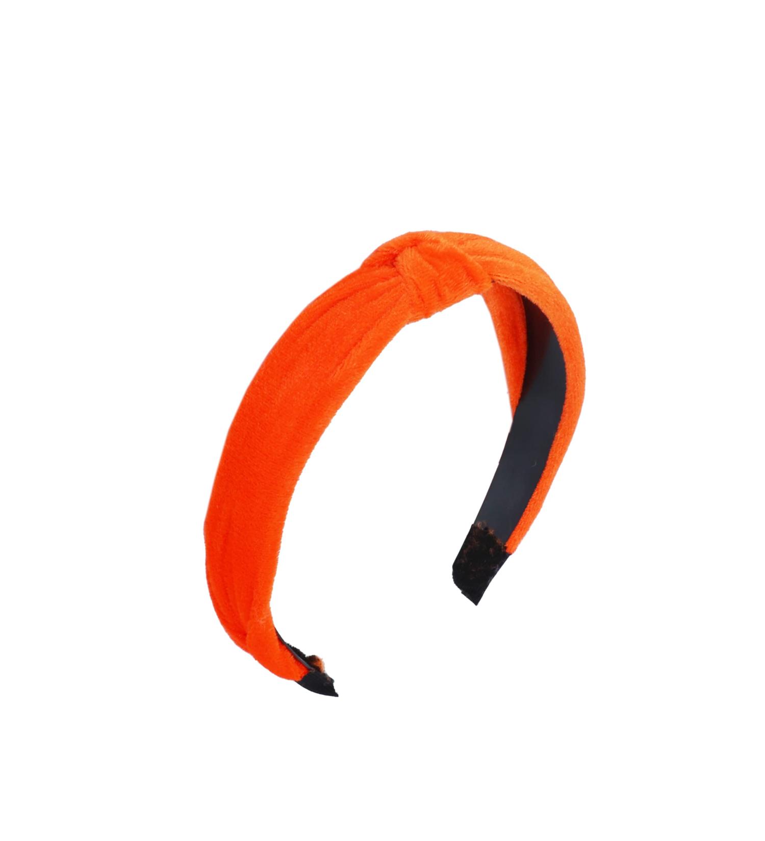 Neon Orange Velvet Knotted Headband for Women - Trendy Hair Accessory - Buy Online on GoSupps.com