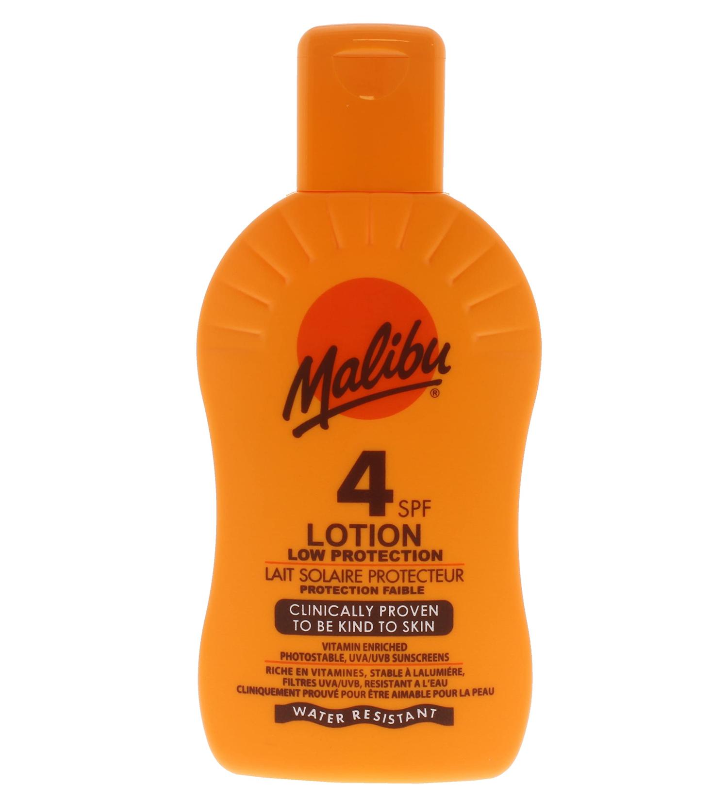 Malibu Sun SPF 4 Lotion 200ml - Low Protection, Water Resistant, Vitamin Enriched - Buy Online on GoSupps.com