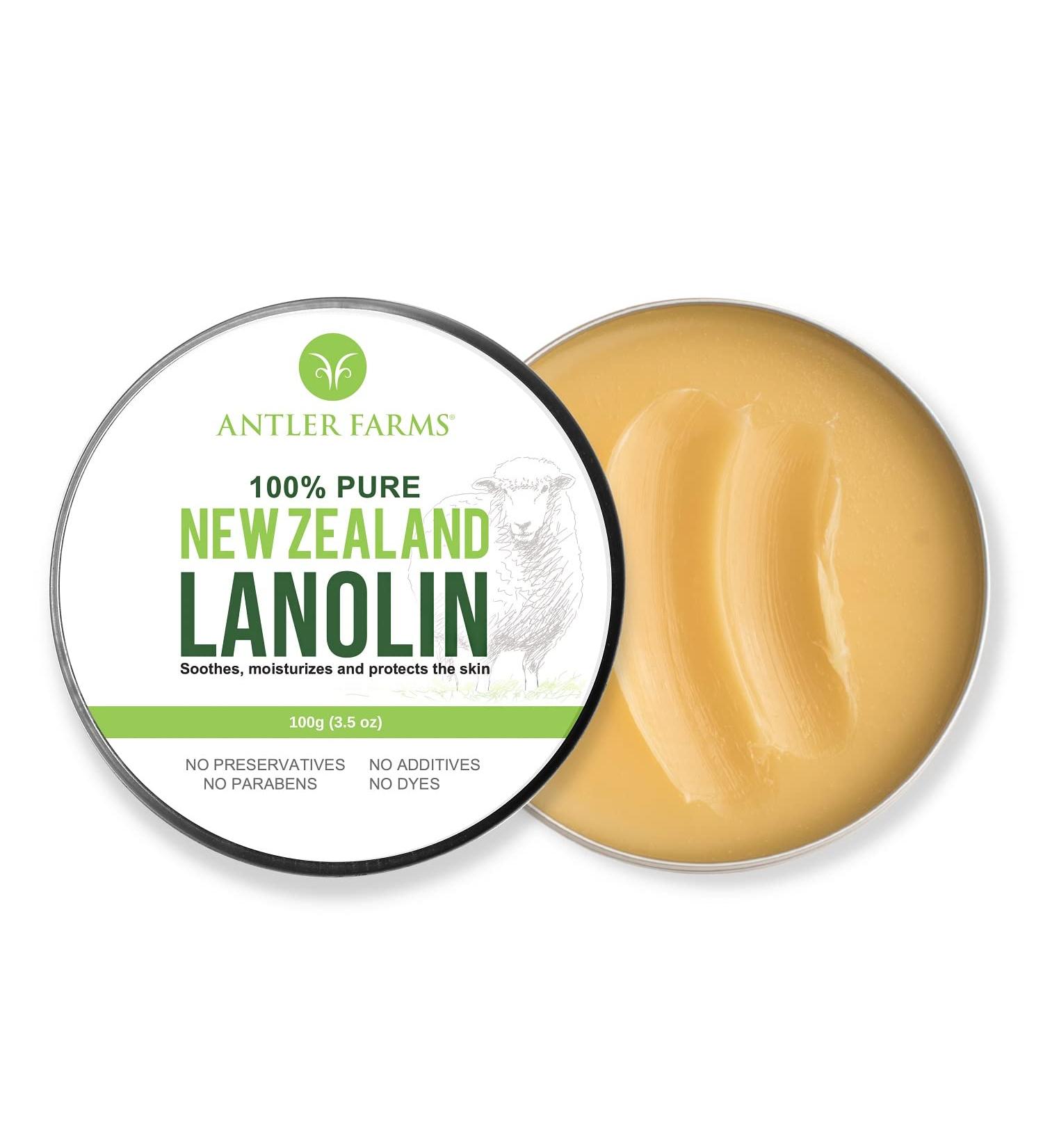 Antler Farms 100% Pure New Zealand Lanolin - 100g Skin Moisturizer & Protectant Refined USP Grade Balm for Ultimate Hydration - Buy Online on GoSupps.com