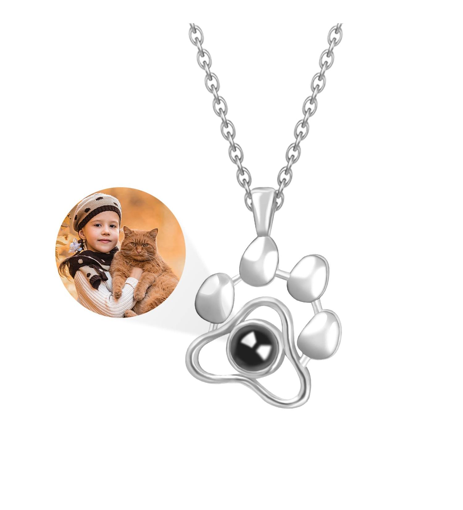 Personalized Projection Photo Necklace | Custom Pet Paw Necklace | Tailor-Made Gifts for Dog & Cat Memory | Aidehua - Buy Online on GoSupps.com