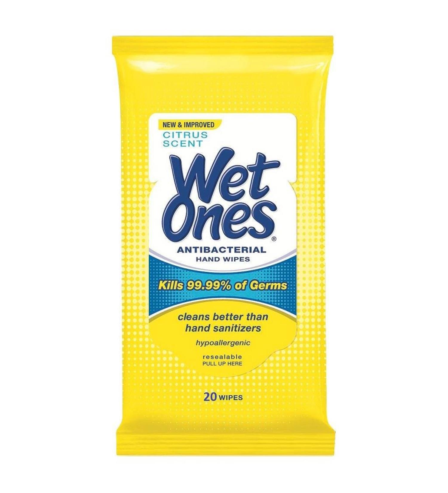 Wet Ones Antibacterial Hand Wipes Citrus Scent 20 ct (2 Pack)