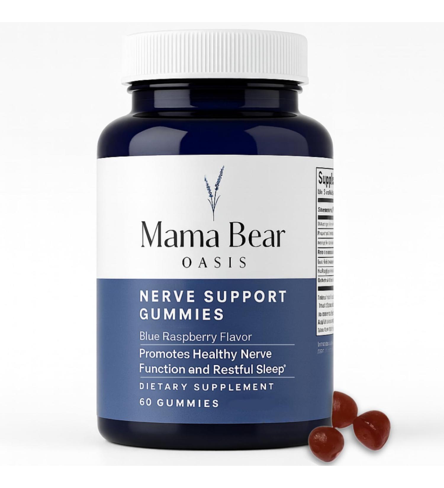 Mama Bear Oasis Nerve Support Gummies for Neuropathy - Advanced Nerve Vitamins & Repair Formula - Mobility Boost & Calm Blend - Regeneration Health Supplements - Neuropathy & Recovery Gummies (60 Ct) - Buy Online on GoSupps.com