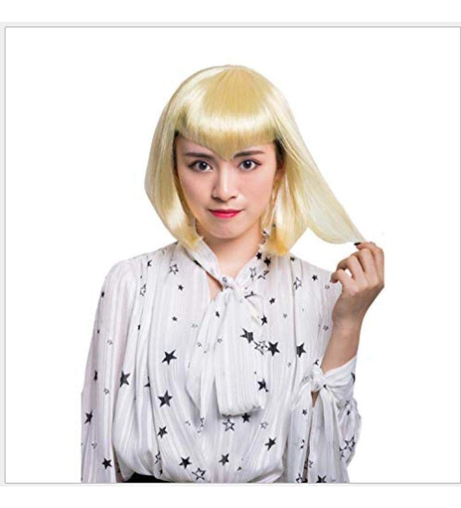 BGHJUE Yellow Bob Wig for Halloween - Synthetic Hair Wig with Bangs for Black Women | Long Straight Middle/Side Part - Buy Online on GoSupps.com