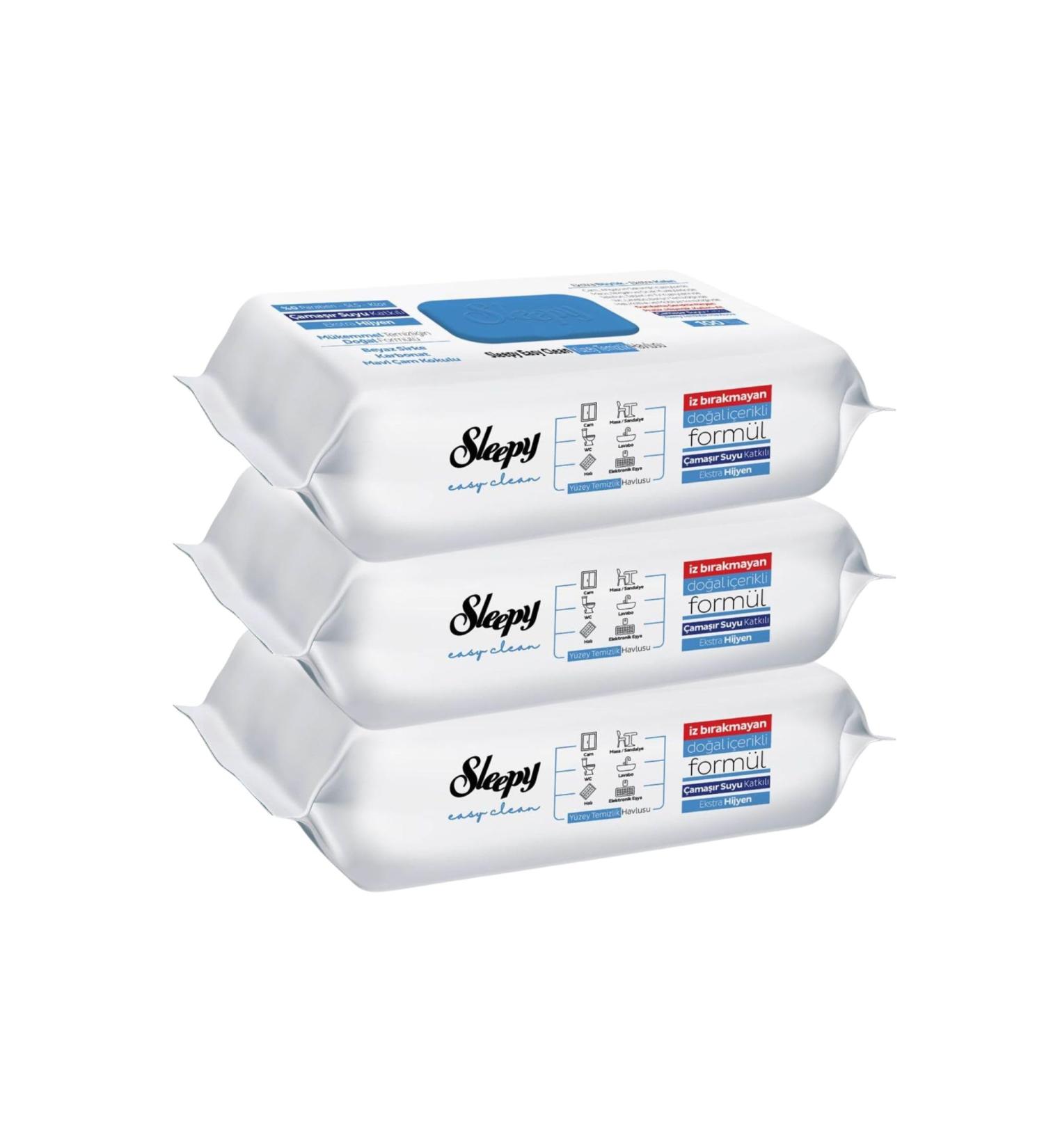 Sleepy Easy Clean Surface Cleaning Wipes - Bleach Additive 300 Sheets (Pack of 3) | Effective Surface Cleaner for Home & Travel - Buy Online on GoSupps.com