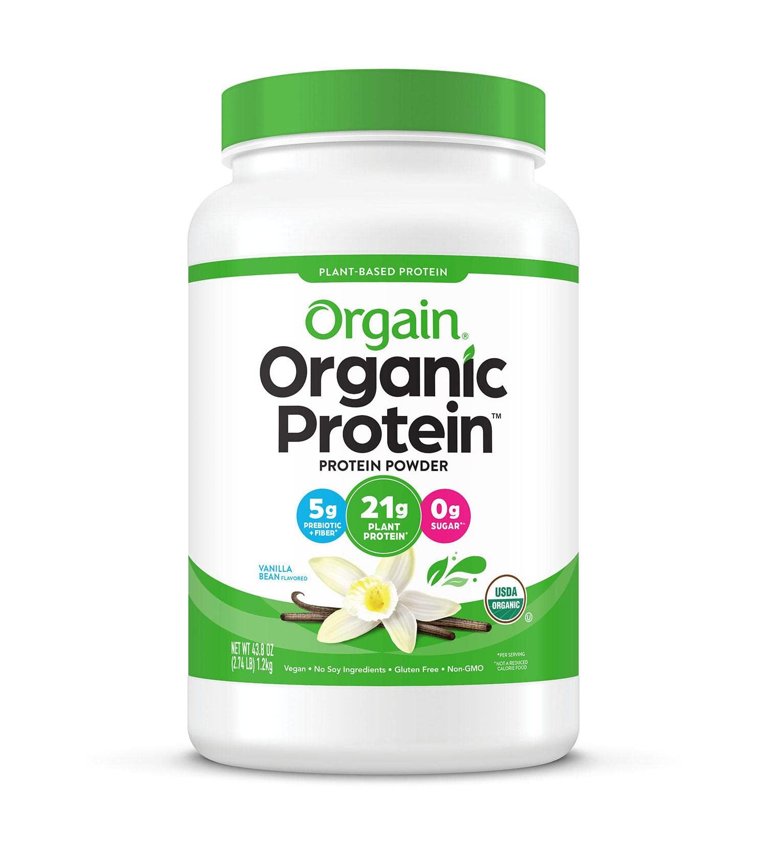 Orgain Organic Plant Based Protein Powder Vanilla Bean 2.74 lb - Vegan, Gluten-Free - Buy Online on GoSupps.com