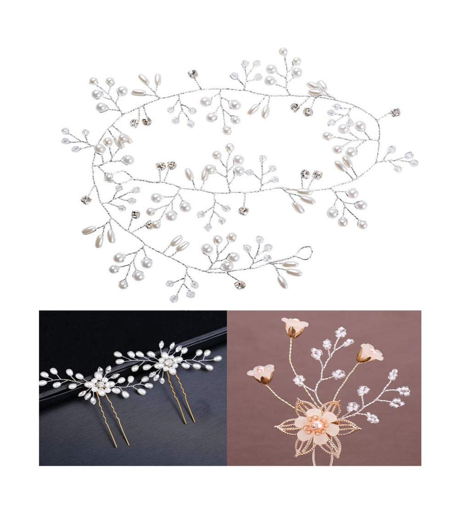 5 Pieces Bridal Bead Headdress | Elegant Pearl & Rhinestone Hair Jewelry for Weddings | Retro Fashion Hairpins for Brides & Festivals - Buy Online on GoSupps.com