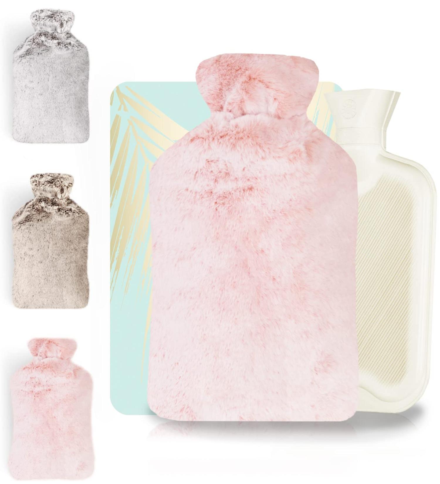 Rissler Premium 2L Heat Bottle with Soft Pink Cover | Natural Rubber | Pain Relief for Bed Back Abdomen - Buy Online on GoSupps.com