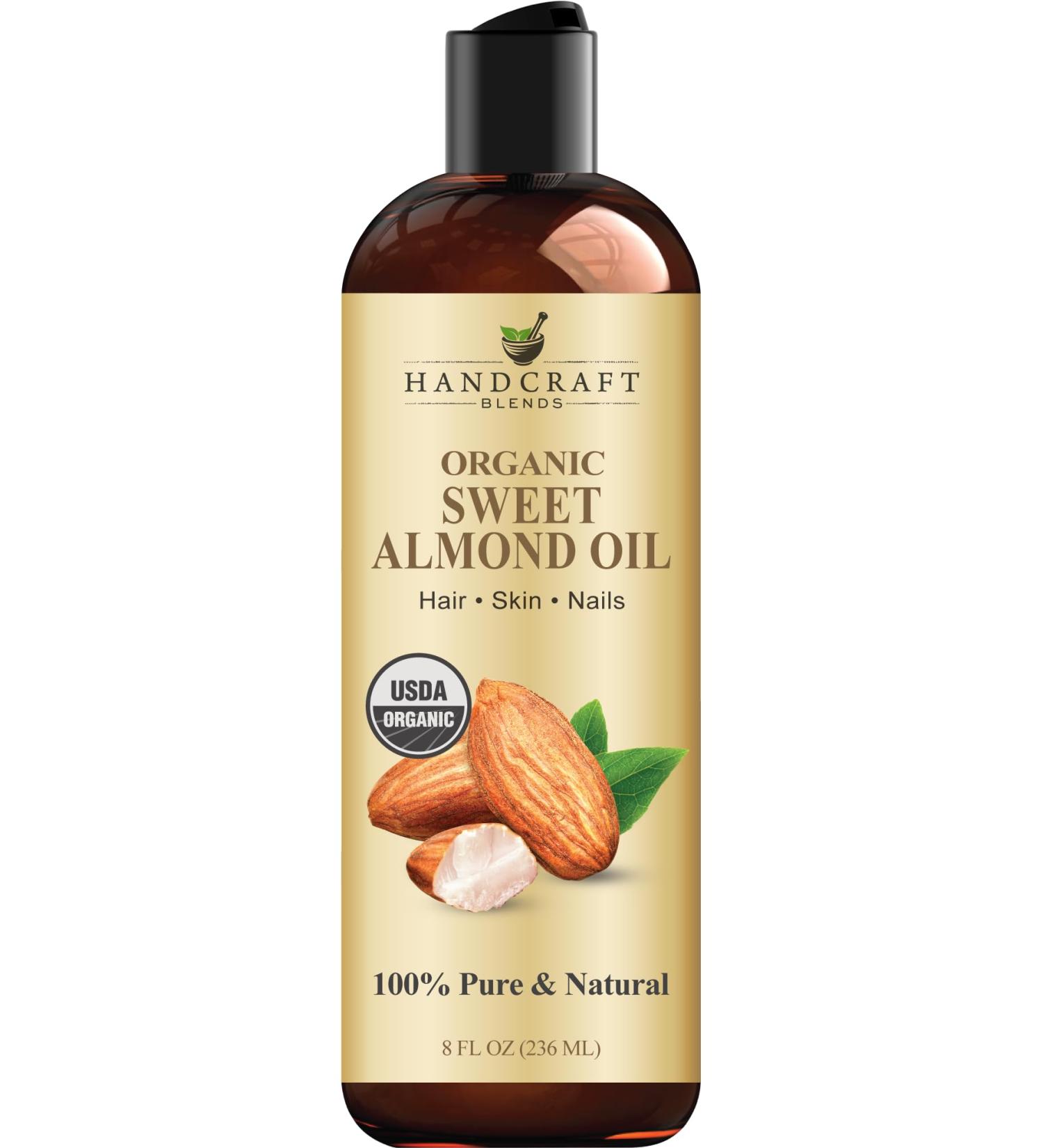 Handcraft Blends Organic Almond Oil - 8 Fl Oz - 100% Pure and Natural - Premium Grade Oil for Skin and Hair - Carrier Oil - Hair and Body Oil - Massage Oil - Hexane-Free Organic Sweet Almond - 8 Fl Oz (Pack of 1) 8 Fl Oz (P  - Buy Online on GoSupps.com