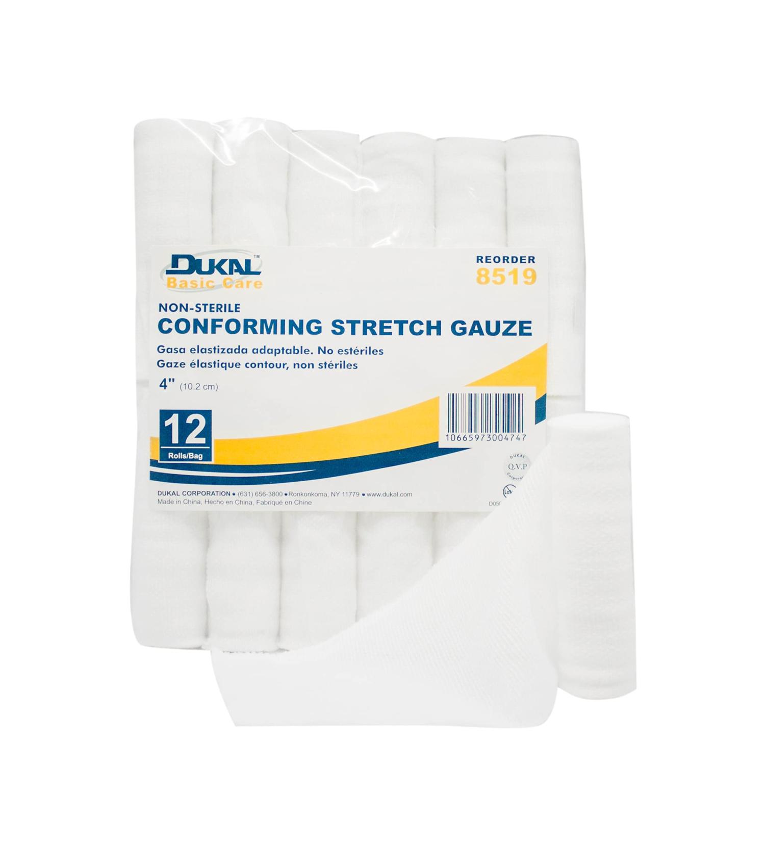 DUKAL 8519 Basic Care Conforming Stretch Gauze Bandage 4" Non-Sterile