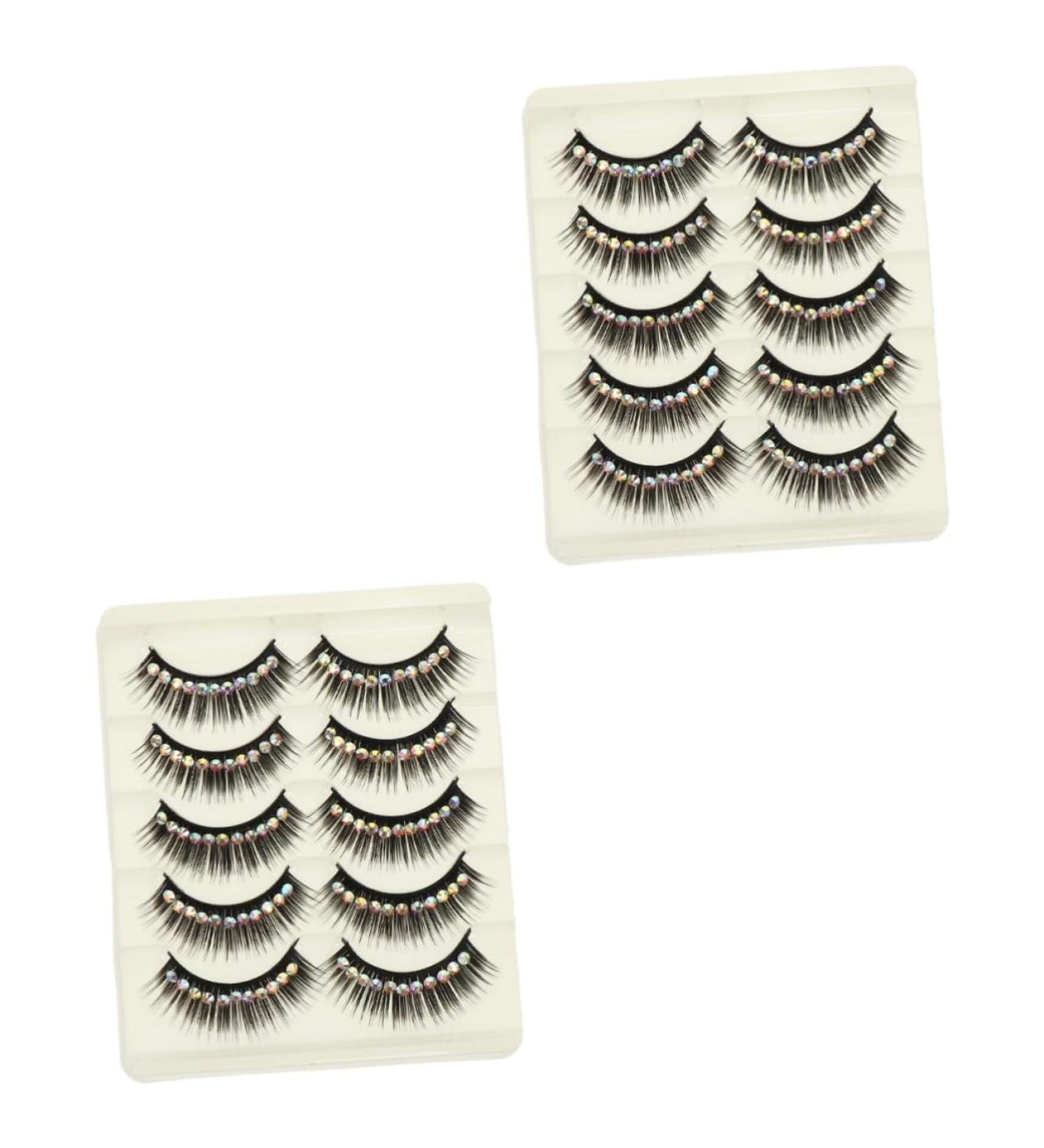 minkissy 20 Pairs Diamond False Eyelashes False Lash Exaggerated Eyelashes Cosplay Lashes Natural Eyelash Lashes Long Fake Lash Chemical Fiber Hard Stem Decorate Flash - Buy Online on GoSupps.com