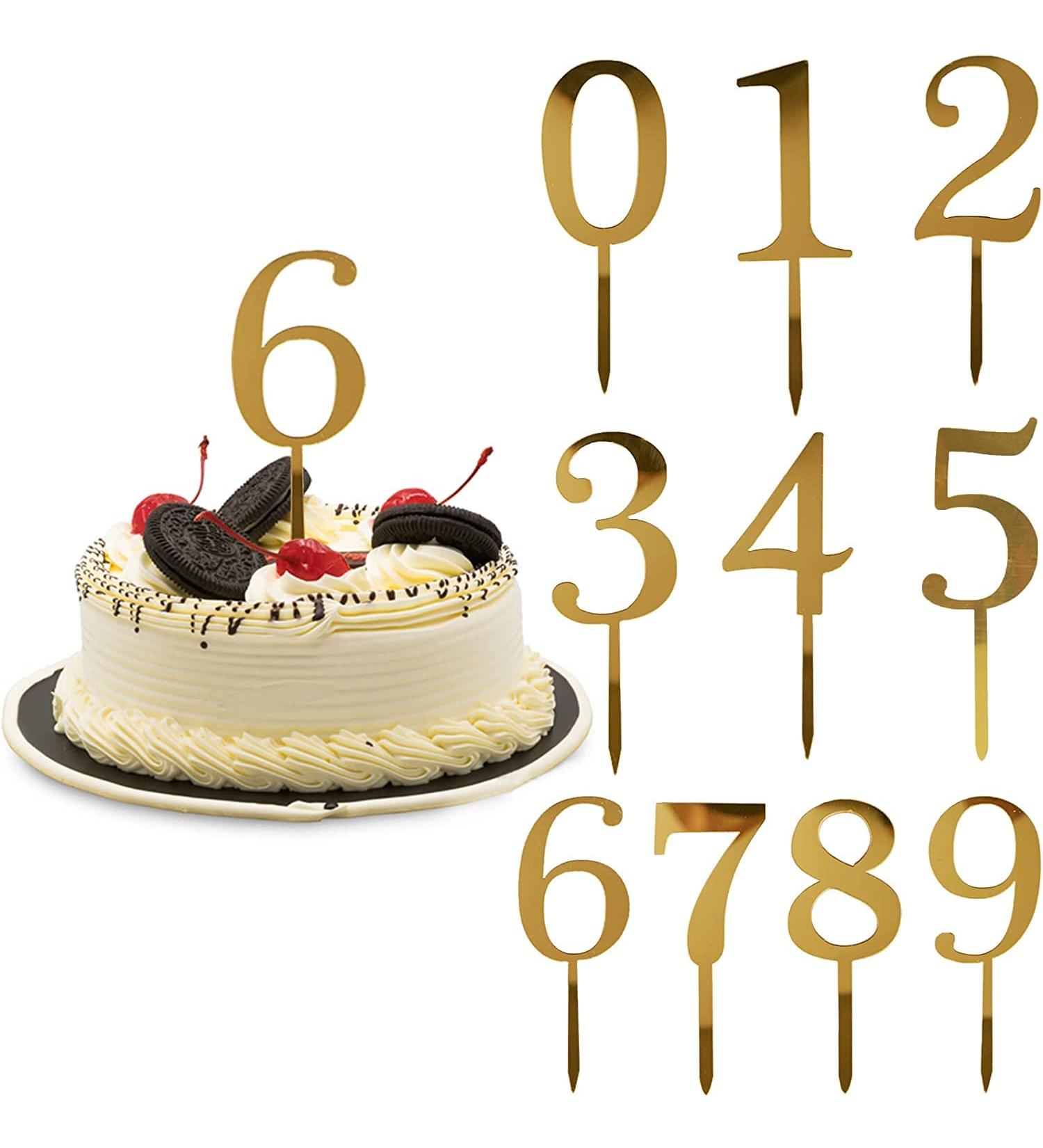 Number Cake Topper 0-9 Birthday Cake Toppers Happy Anniversary Cake Topper Personalised Cake Topper Gold Cake Decorations Acrylic Cake Topper Personalised for Birthday Party Mariage DIY Cake - Buy Online on GoSupps.com