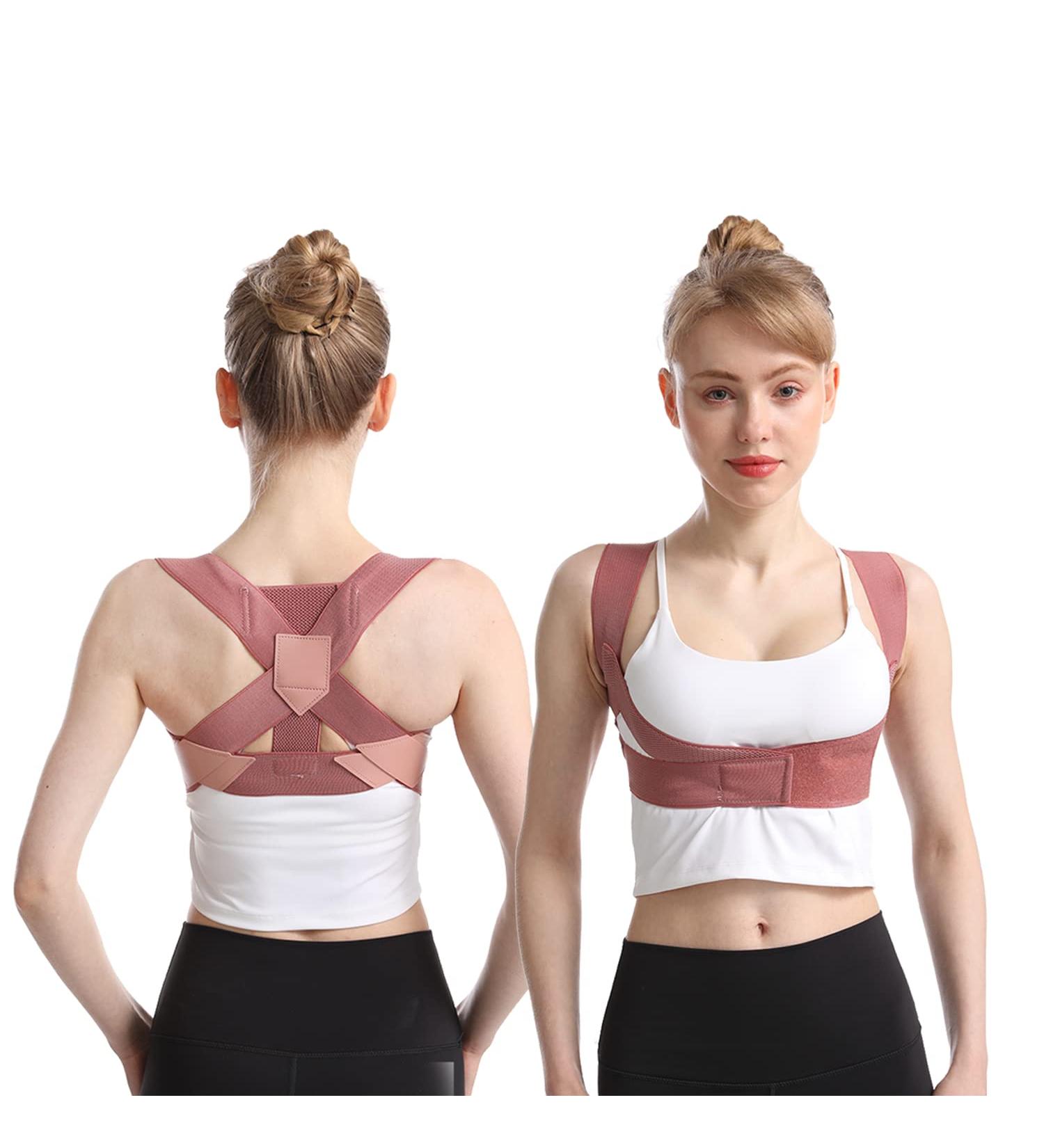 Back Brace for Women - Posture Corrector for Pain Relief | Comfortable Adjustable Under Clothes | Large Size L (145-190LB) - Pink - Buy Online on GoSupps.com