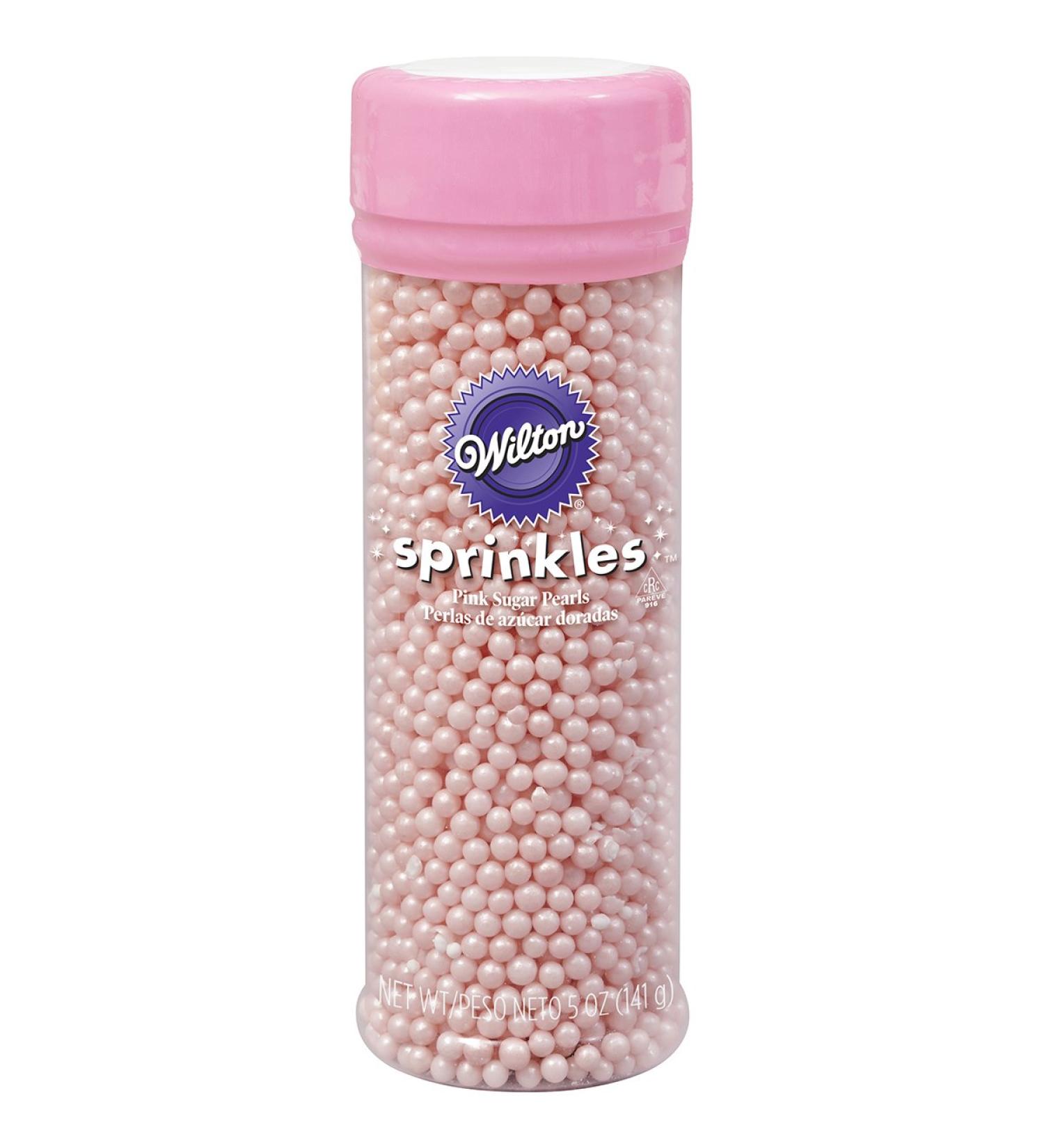 Wilton Pink Sugar Pearls 5 oz - Pink Edible Decorations for Cakes & Cupcakes - Buy Online on GoSupps.com