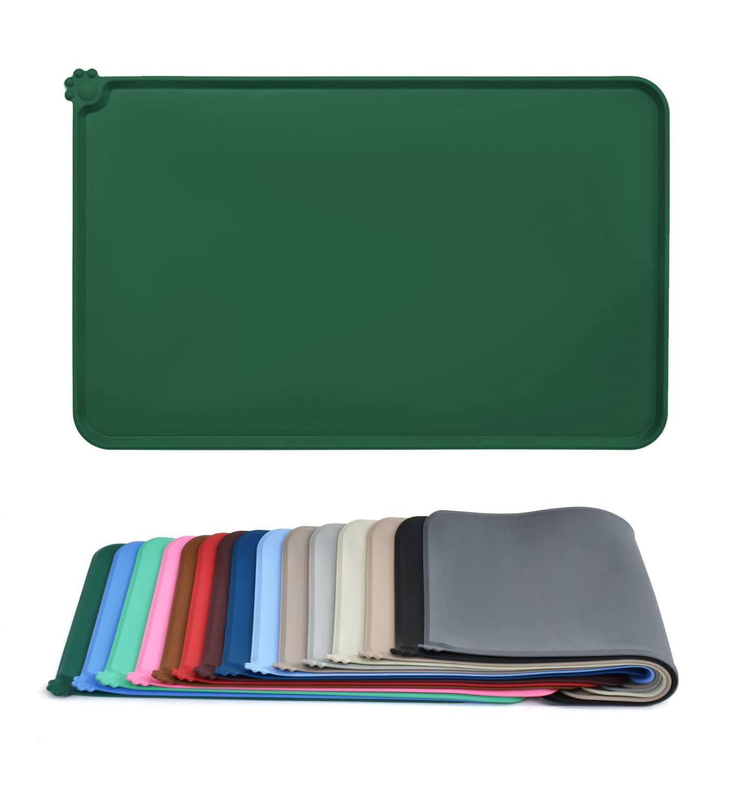 Audwud Silicone Waterproof Pet Feeding Mat - Anti-Slip Dog & Cat Bowl Mat | 71x46 cm | Hunter Green - Perfect for International Shipping - Buy Online on GoSupps.com