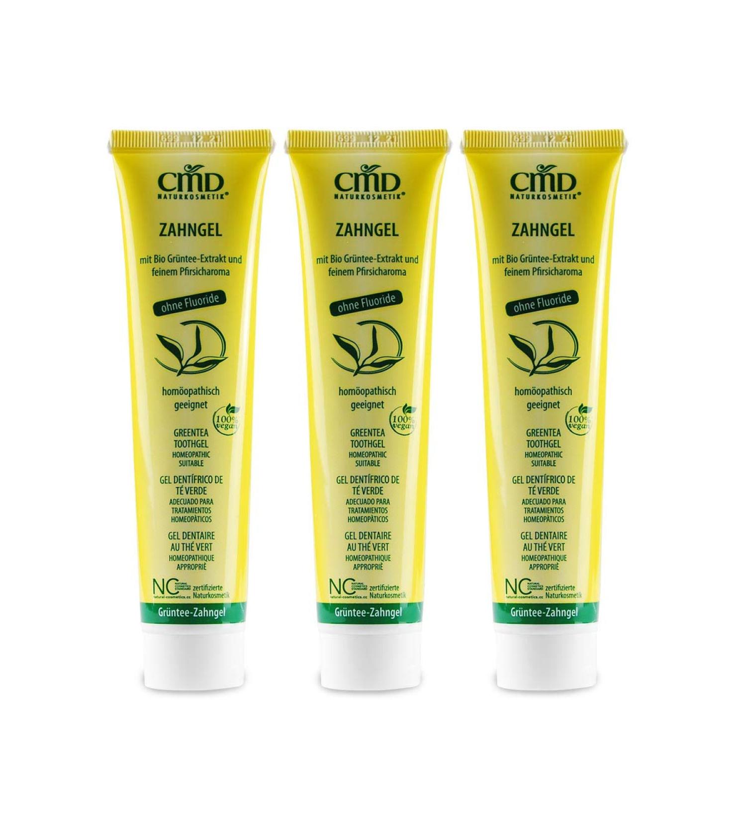 CMD Tea Tree Oil Tooth Gel 3x75ml - Fluoride-Free Vegan Homeopathy-Compatible Organic Toothpaste for Sensitive Teeth with Green Tea - Buy Online on GoSupps.com