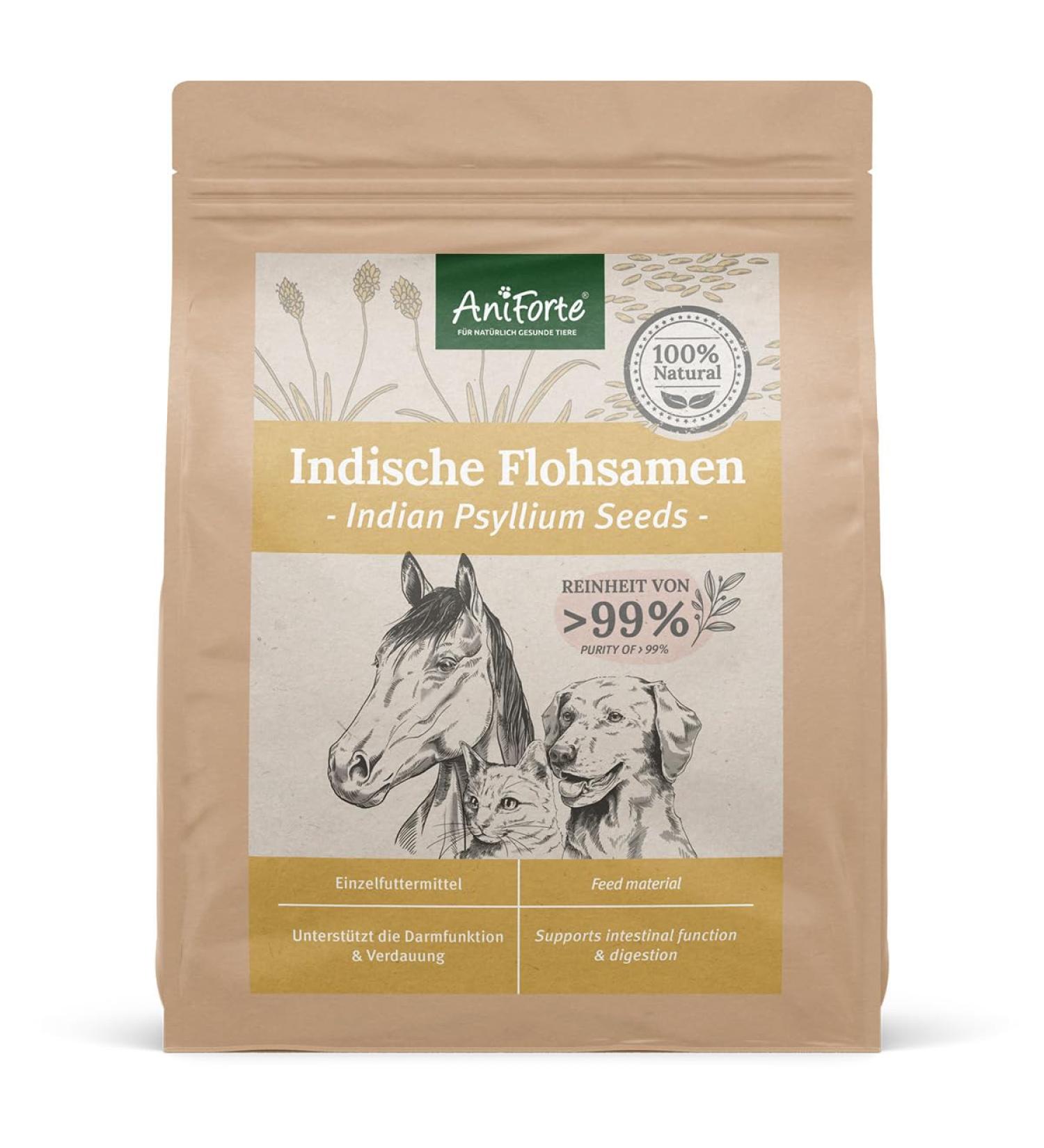 AniForte Psyllium for Dogs Cats & Horses 1kg | High Fiber Natural Supplement for Gut Health & Weight Management - Buy Online on GoSupps.com