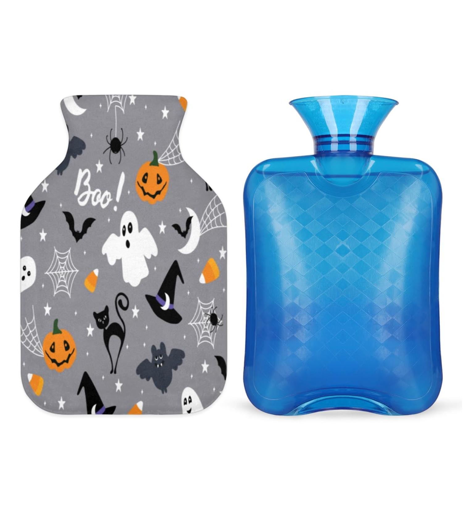 Heat Bottle with Halloween Bat Pattern - 1L Warmth Soft Cover for Pain Relief | Ideal for Hot/Cold Compress Menstrual Cramps & More - Buy Online on GoSupps.com