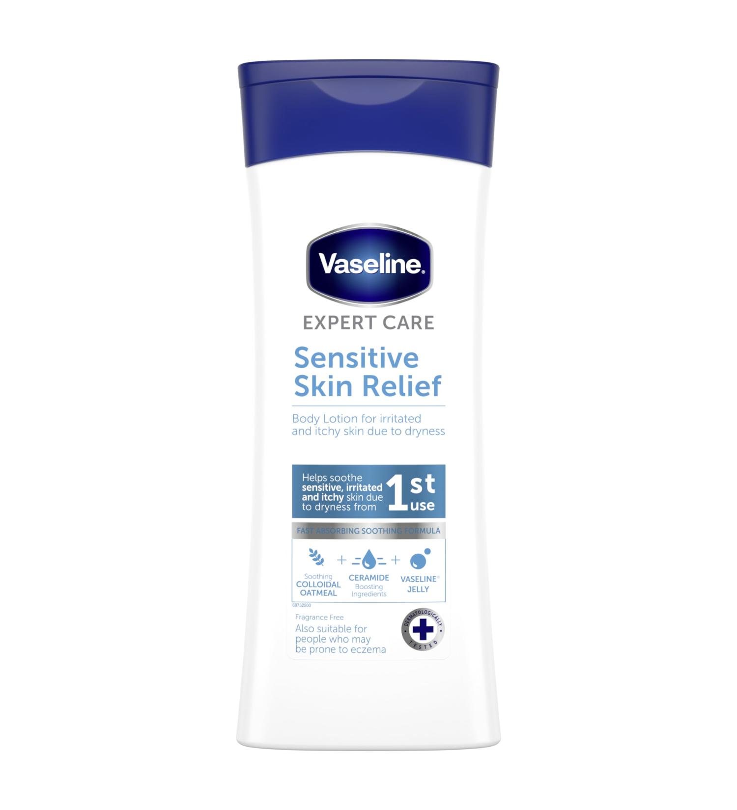 Vaseline Expert Care Sensitive Skin Relief Dermatologically Tested Moisturiser Body Lotion For Irritated and Itchy Skin Due to Dryness 400 ml - Buy Online on GoSupps.com