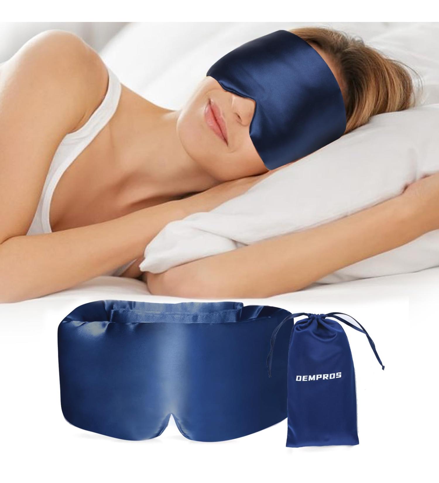 Luxury Mulberry Silk Sleep Mask - Adjustable Eye Cover for Men & Women | Soft Blackout Design | Perfect for Back & Side Sleepers | Marine Blue - Buy Online on GoSupps.com