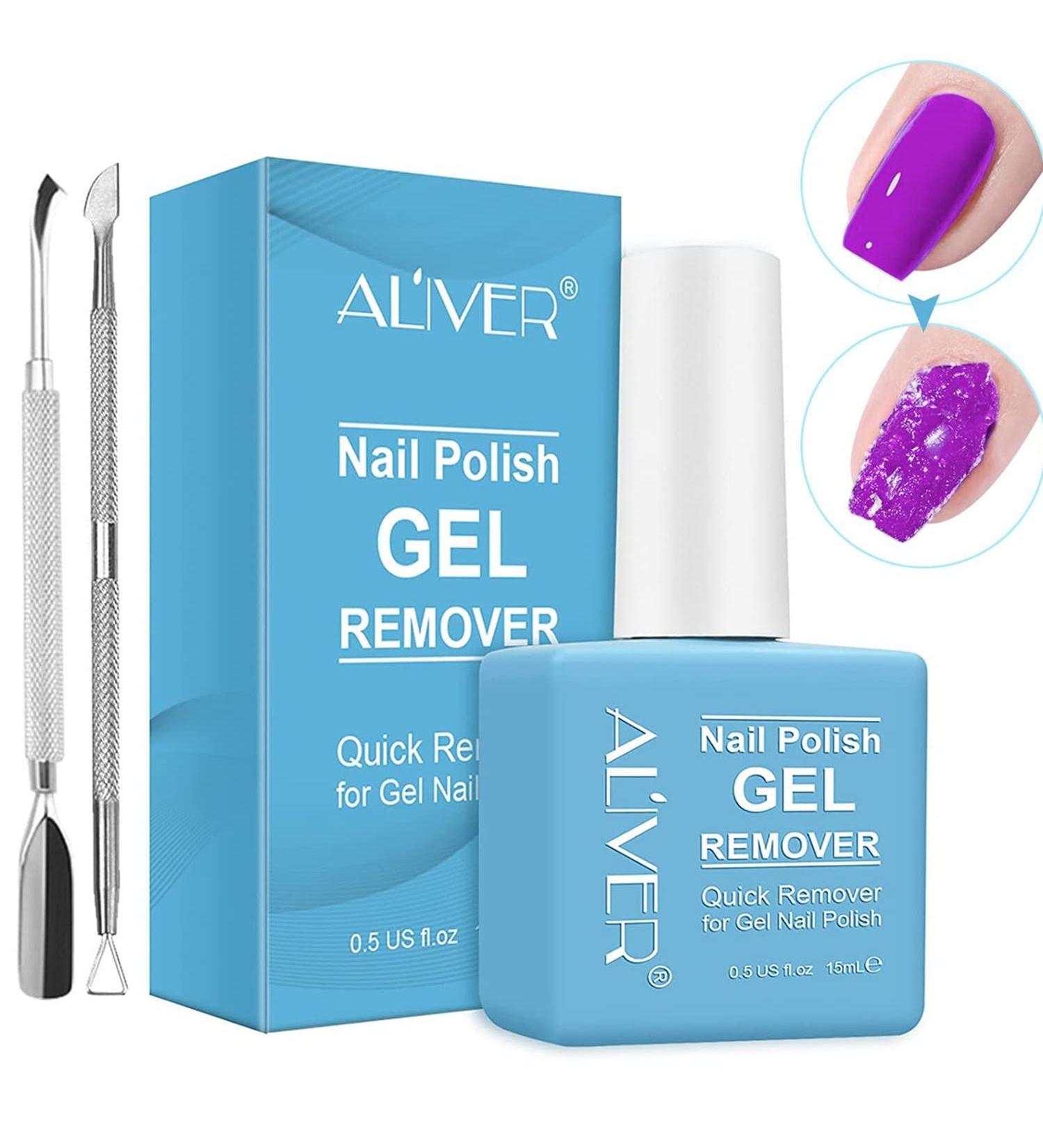 Gel Nail Polish Remover (15ML) | Professional Gel Remover + Cuticle Pusher | Remove in 2-3 Minutes | Safe DIY Home Gel Nail Remover - Buy Online on GoSupps.com