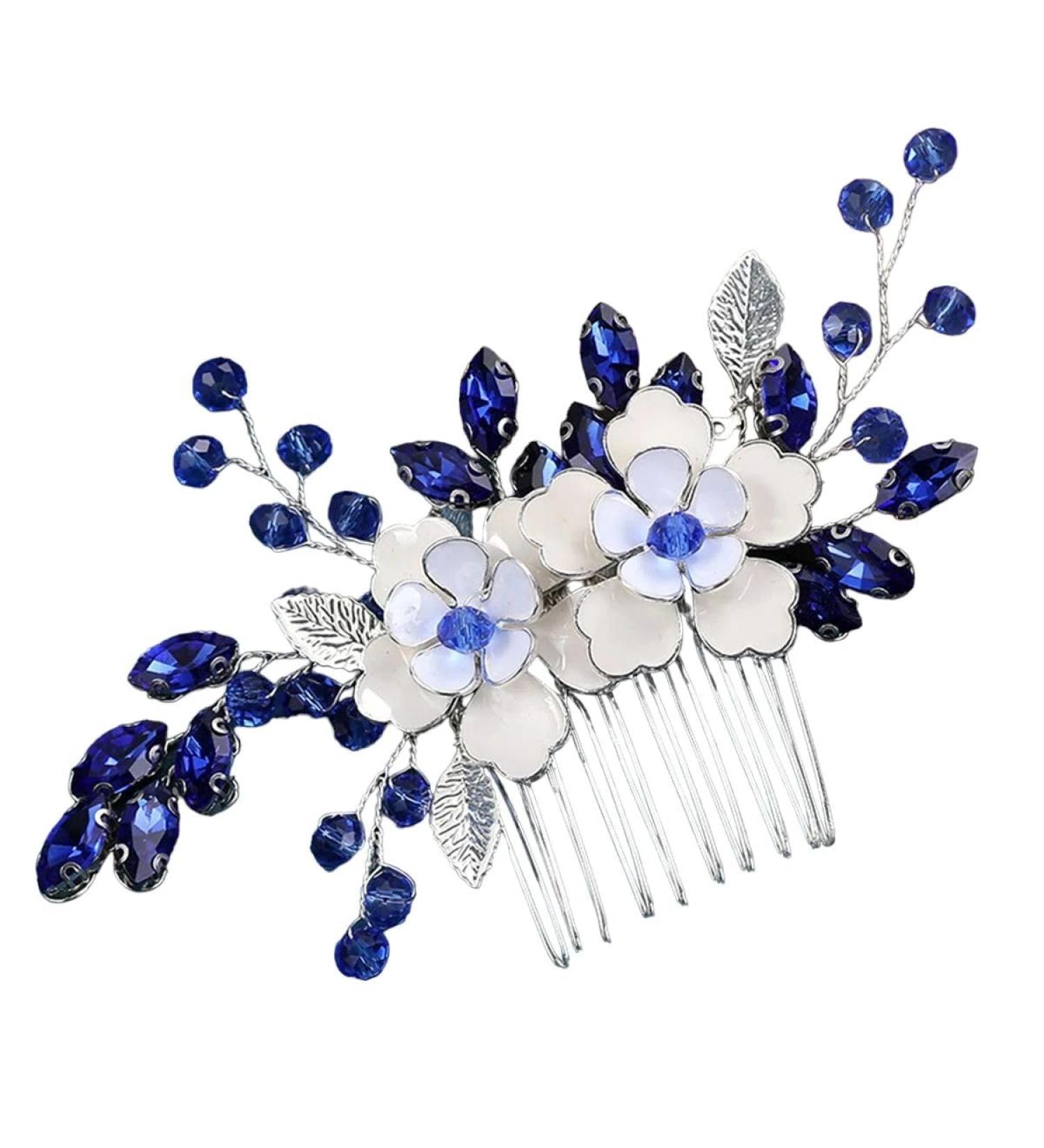 New 2025 Wedding Hair Combs Hairpins Side Clips Blue Crystal Headpieces For Women New For Fashion Party Daily Hair Jewelry Fashion Accessories Creative Gift - Buy Online on GoSupps.com