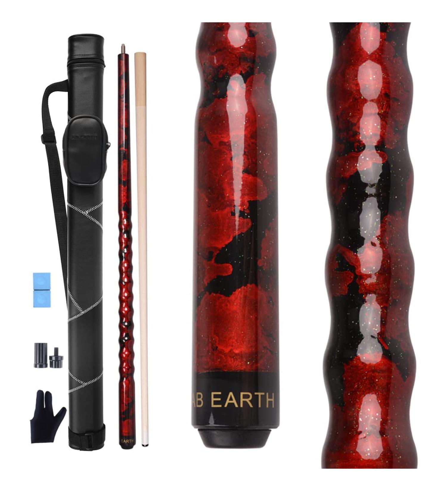 AB Earth 13mm Tip Maple Pool Cue Stick Kit with Hard Case - Red 21oz - Buy Online on GoSupps.com