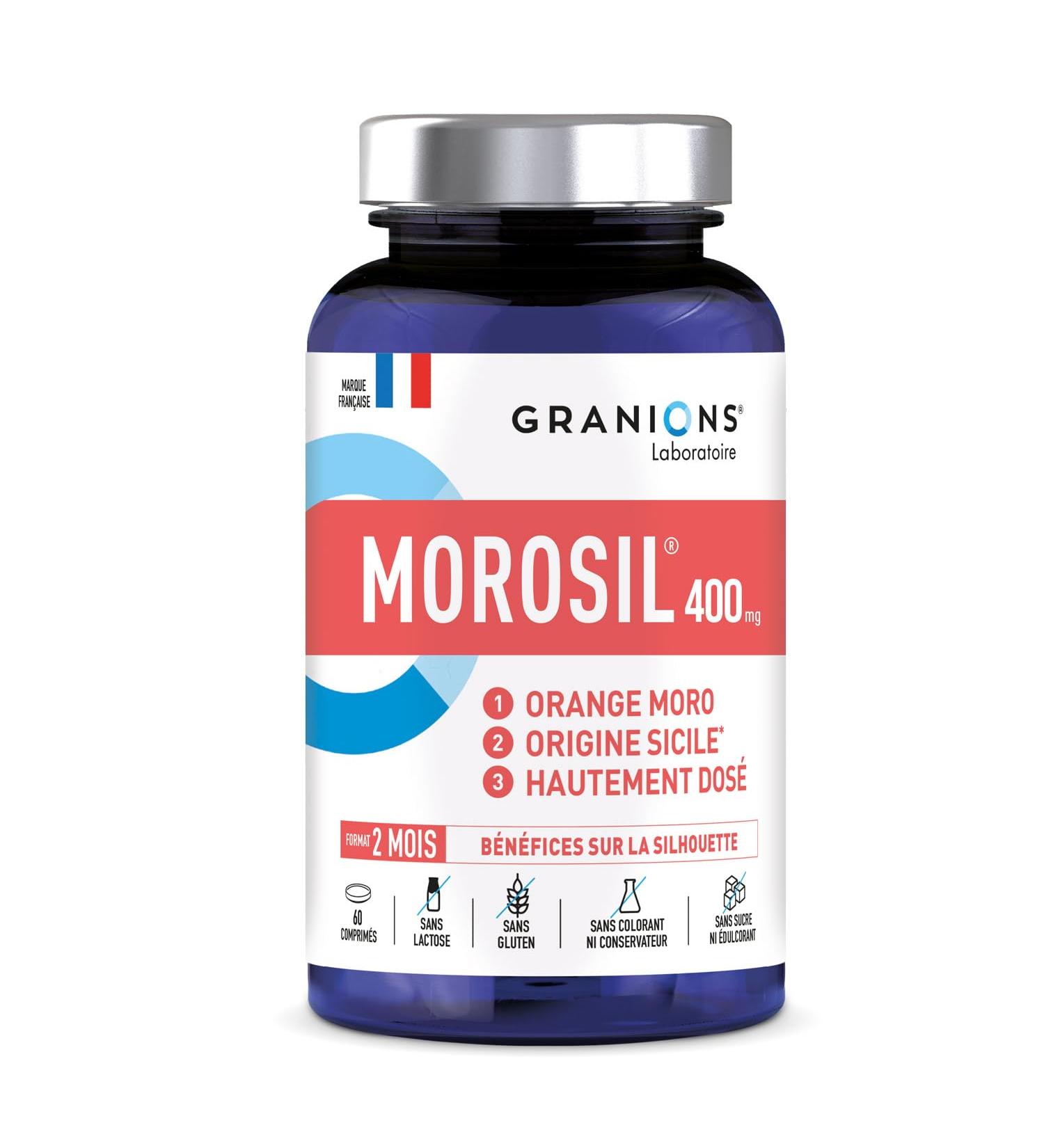 MOROSIL GRANIONS 400 mg Morosil Weight Loss Morosil + Vitamin C - Highly Dosed Morosil - Powerful Fat Burner - Flat Stomach - 2 Scientific Studies - 60 Tablets - 2 Months Format - Buy Online on GoSupps.com
