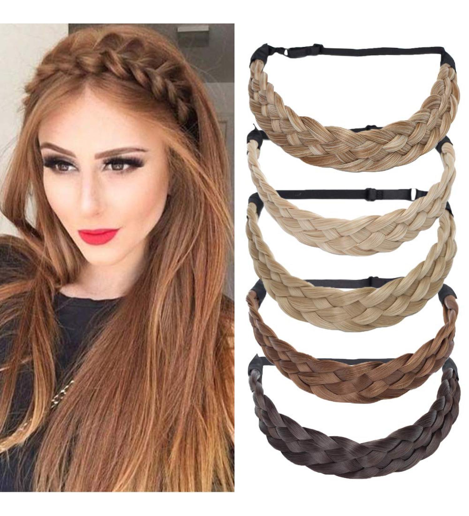 Tess Braided Hair Band | Adjustable Brown Ombre Hair Tie for Women | Large Hair Accessories (3.8cm Wide 50g) - Perfect for Braids & Dutt Styles - Buy Online on GoSupps.com