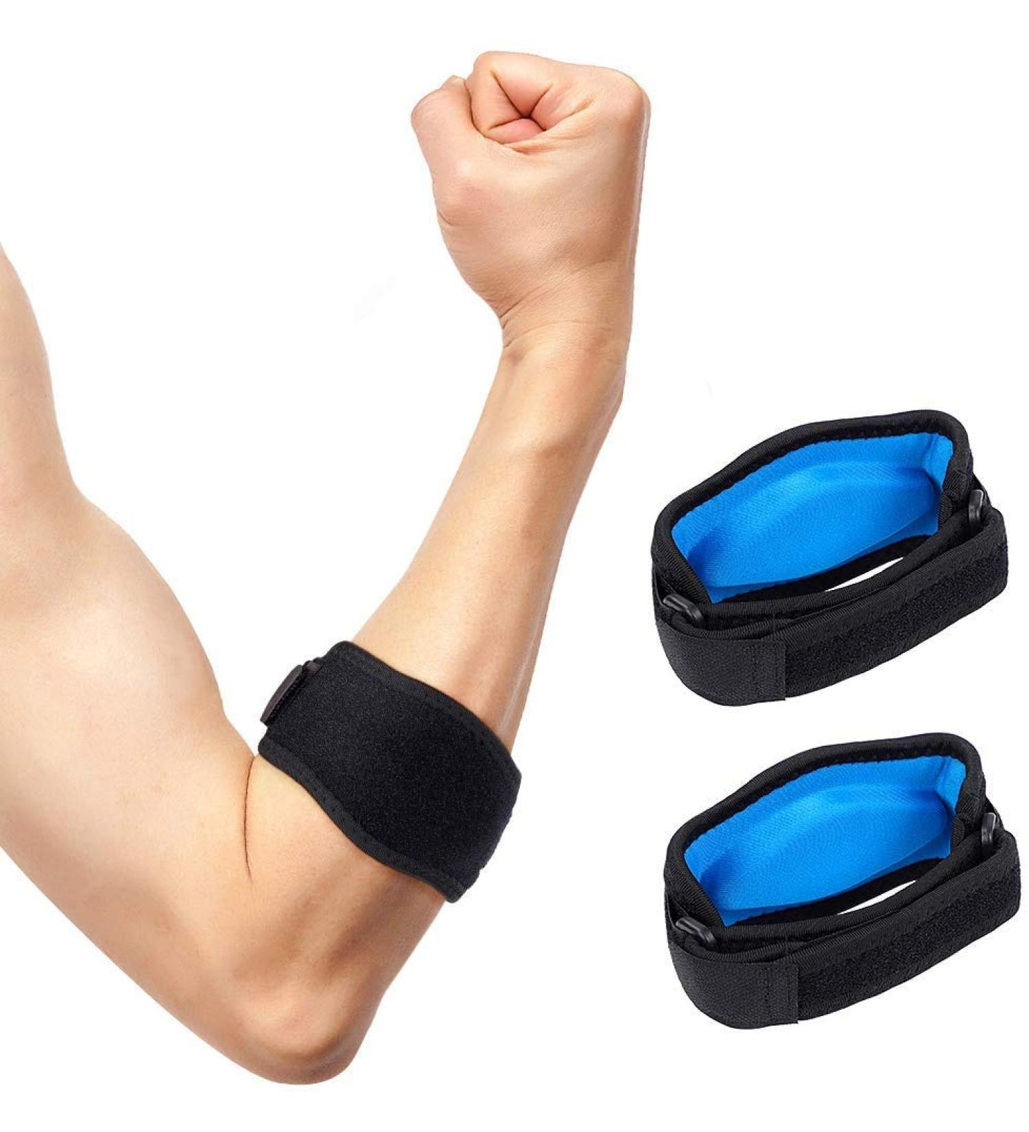 Tennis Elbow Support Strap & Golfer's Elbow Brace 2 Pack | Compression Pad for Pain Relief - Men & Women - Buy Online on GoSupps.com