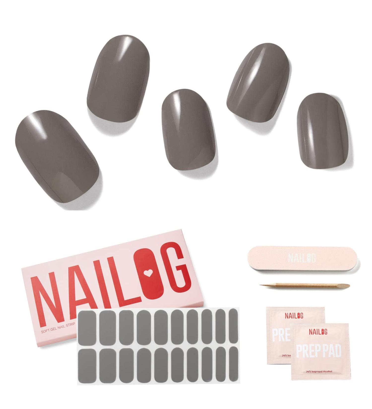 Buy Nailog UV Gel Nail Film - 20 Vegan Self-Adhesive Gel Strips for Long-Lasting Salon Quality Manicures - Kiss the Rain - Buy Online on GoSupps.com