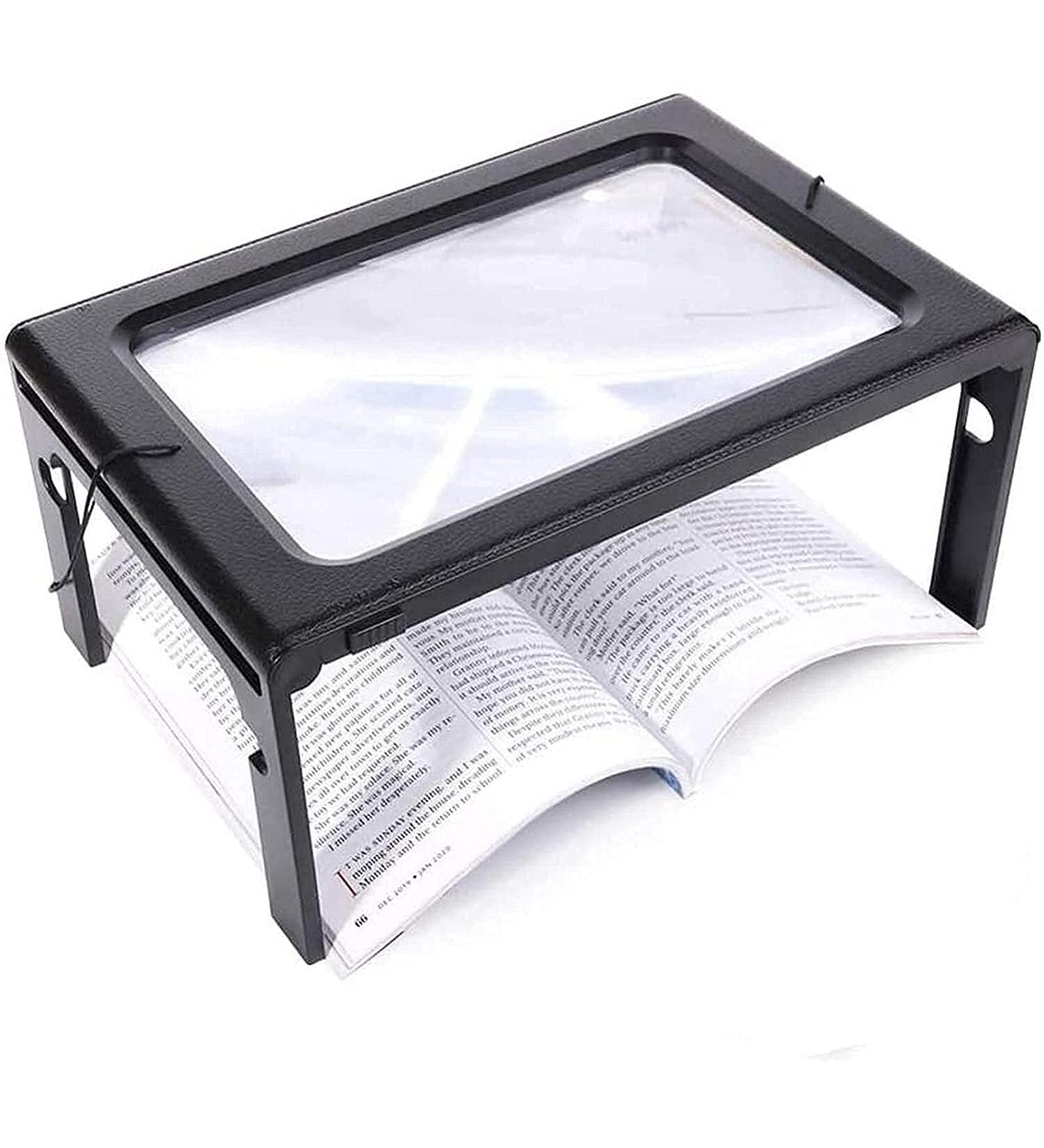 Magnifying Glass Rectangular Handheld Magnifier Reading Magnifying Glass Foldable Reading Loupe Desktop Magnifier 3X Magnifying Glass with LED Light Magnifier Safehappy - Buy Online on GoSupps.com