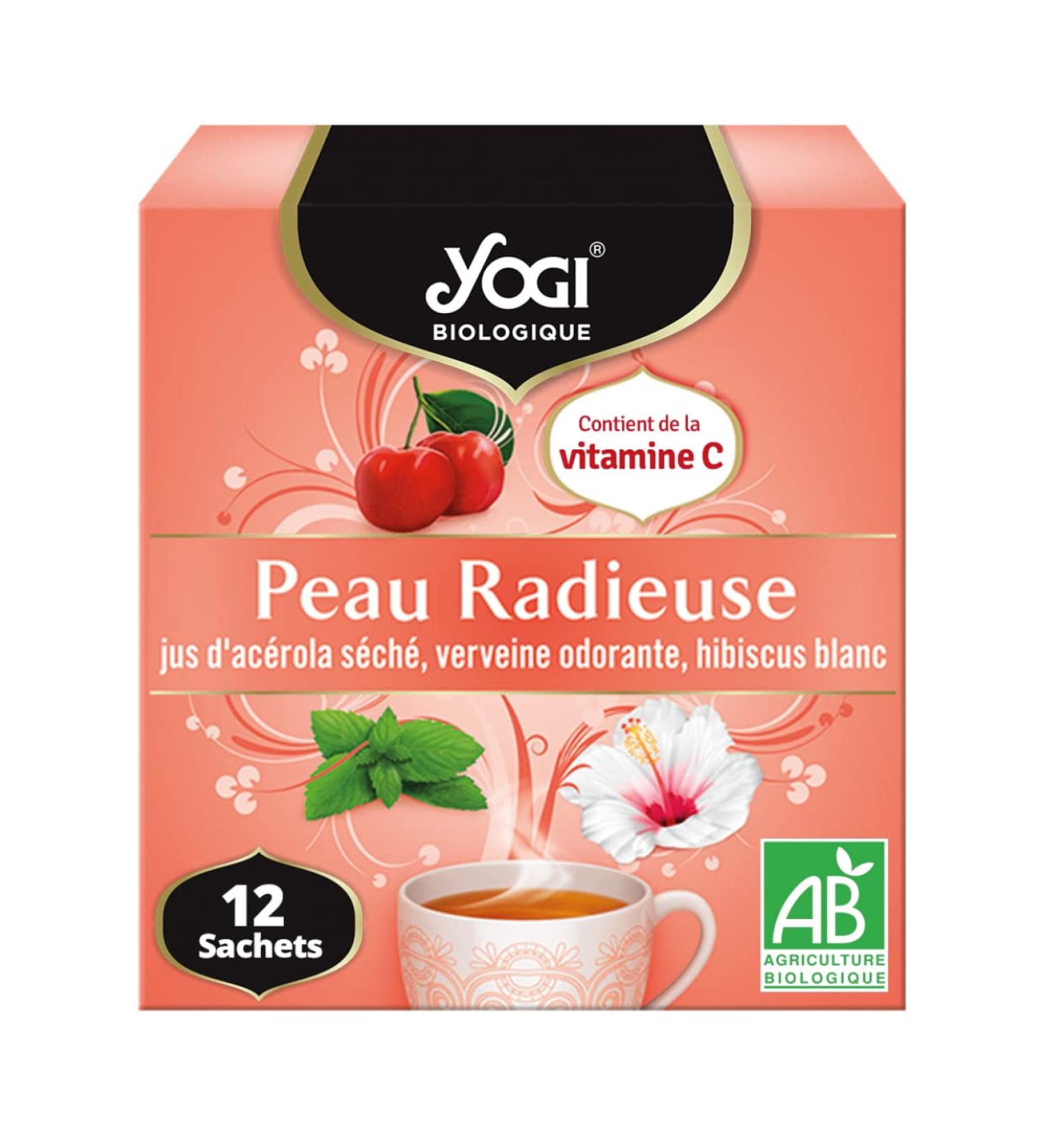  Yogi Organic Yogi Radiant Skin Infusion 100% Organic Dried Acerola Juice Lemon Verbena and White Hibiscus 12 heat-sealed staple-free tea bags 24g 312211 - Buy Online on GoSupps.com