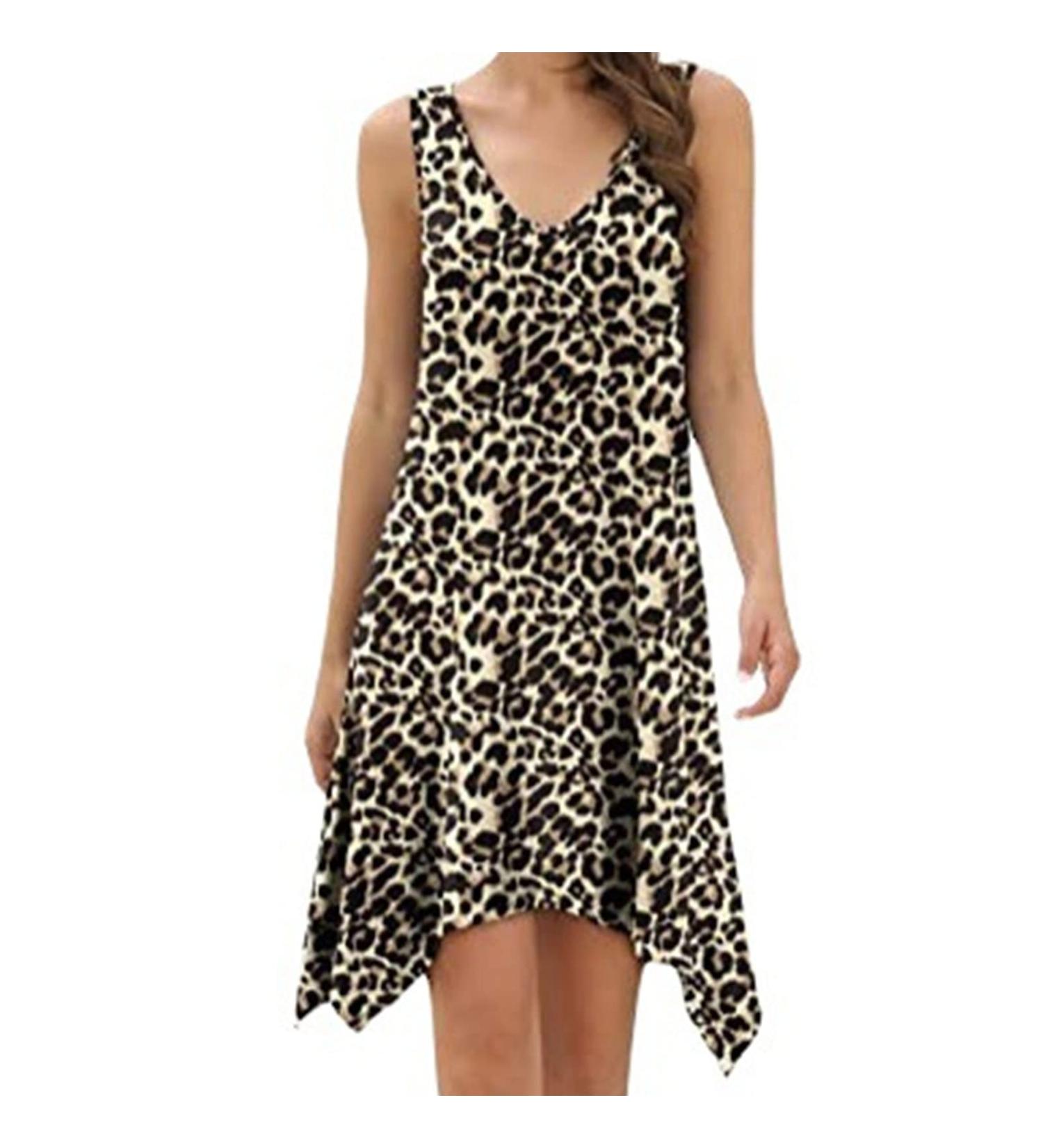 Women's Casual Dresses Mini Dress A Line Sleeveless Party Dress Leisure Dress Flowers Camisole V-Neck Summer Dress L Brown