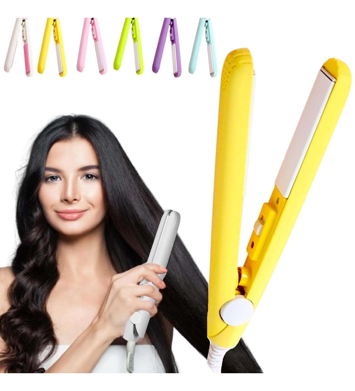 Buy Curl Chic Mini Ceramic Curling Iron - 2-in-1 Mini Curling Wand & Flat Iron in Yellow - Perfect for Travel | Fast International Shipping - Buy Online on GoSupps.com