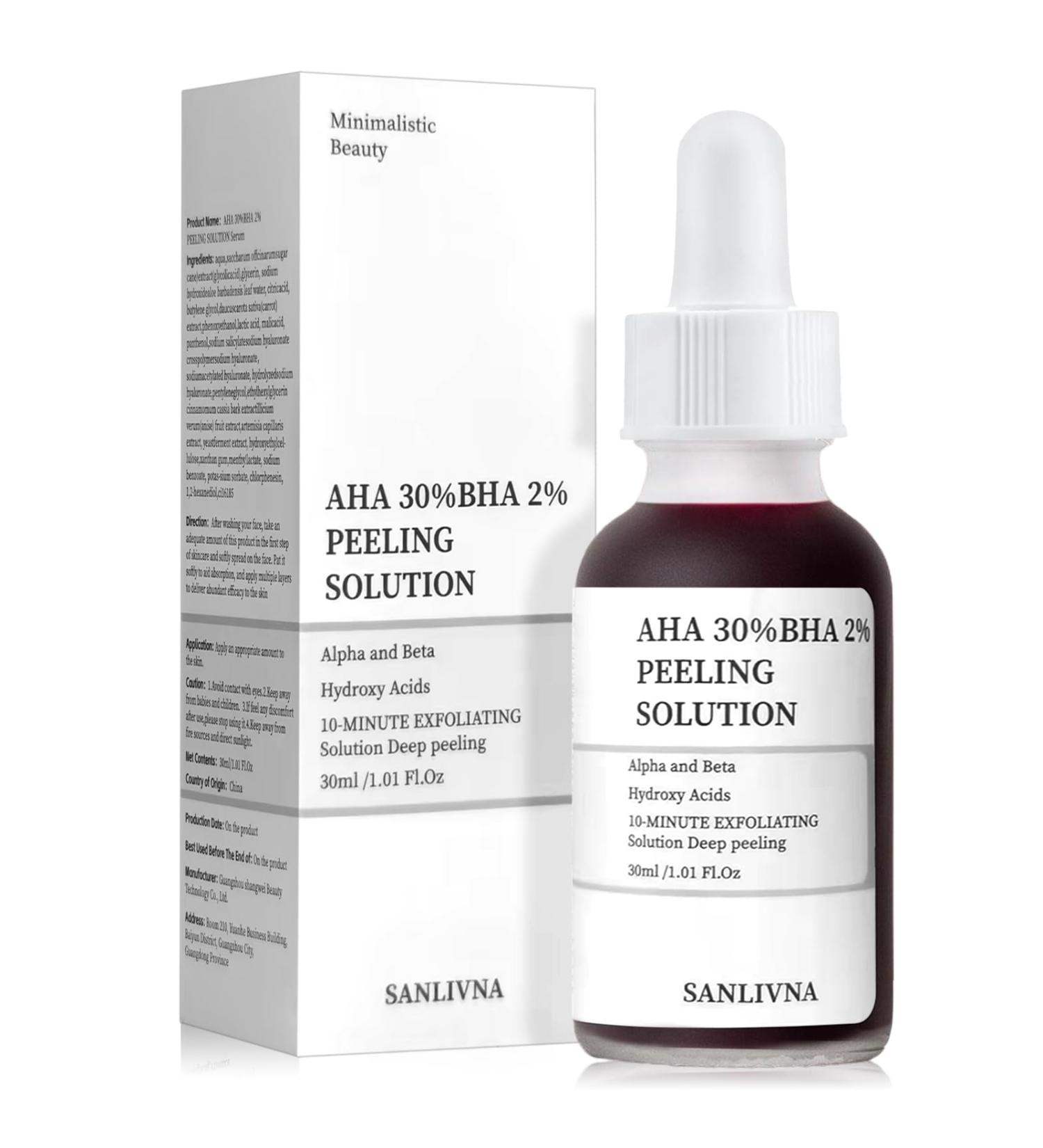 Znnhnn AHA 30 + BHA 2 peeling solution peeling solution AHA 30 + BHA 2 PeelingExfoliate facial serum facial care serum for pore cleansing gentle moisturizing 30 ml - Buy Online on GoSupps.com