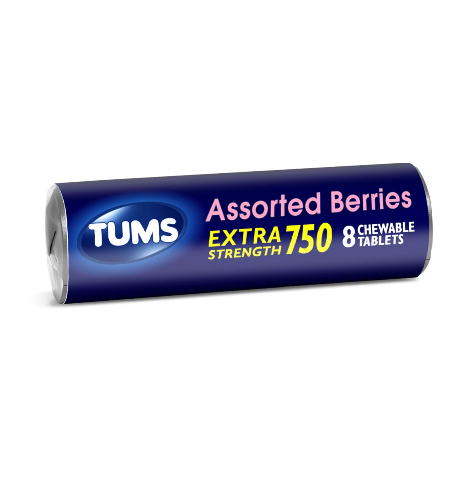 TUMS Extra Strength Antacid Tablets - Assorted Berries for Heartburn Relief | 8 Count Roll - Fast Shipping Worldwide - Buy Online on GoSupps.com