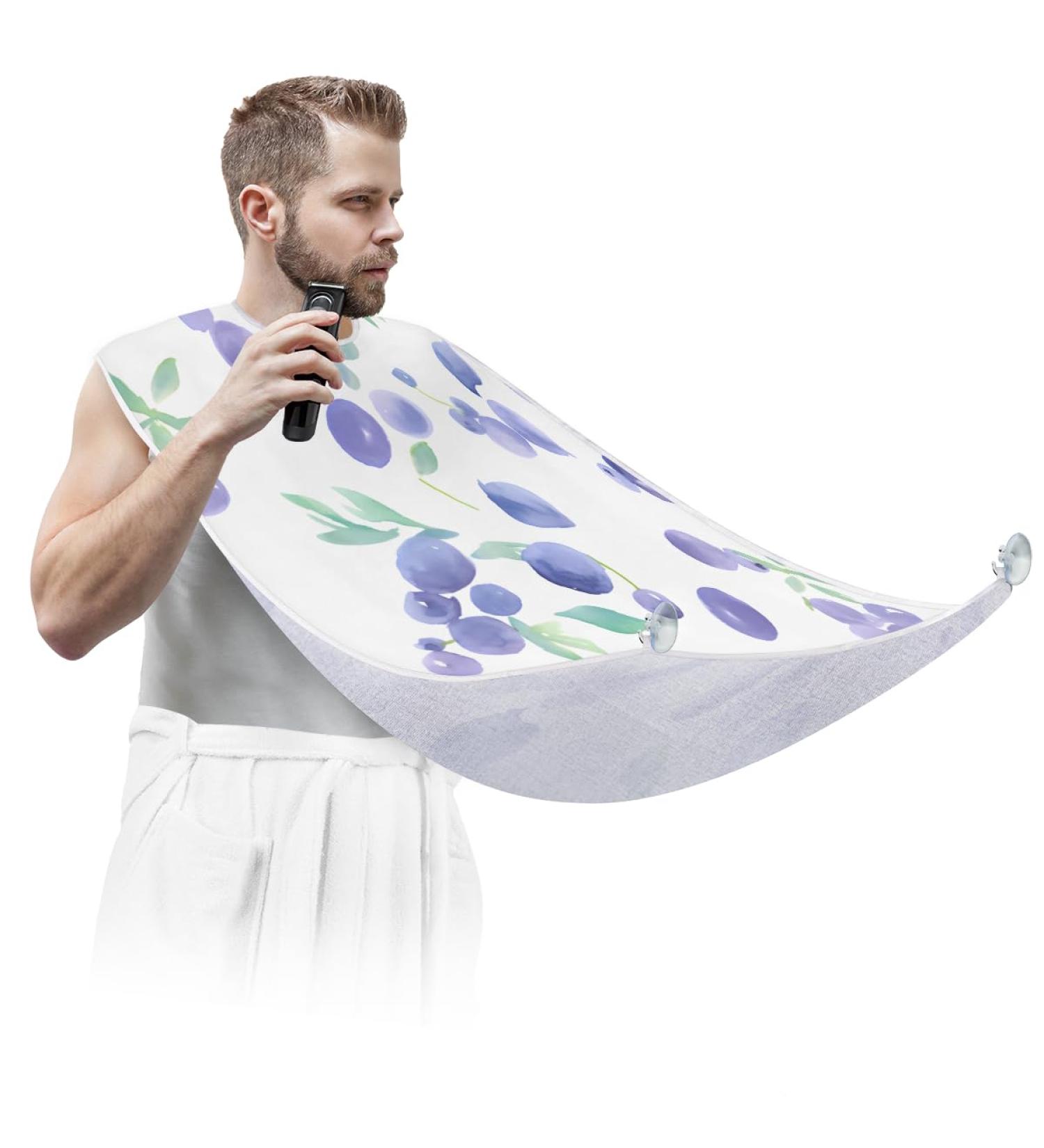 Purple Blueberry Beard Bib Apron - Premium Beard Hair Catcher for Men | Ideal Father's Day & Holiday Gifts with Suction Cups - Buy Online on GoSupps.com