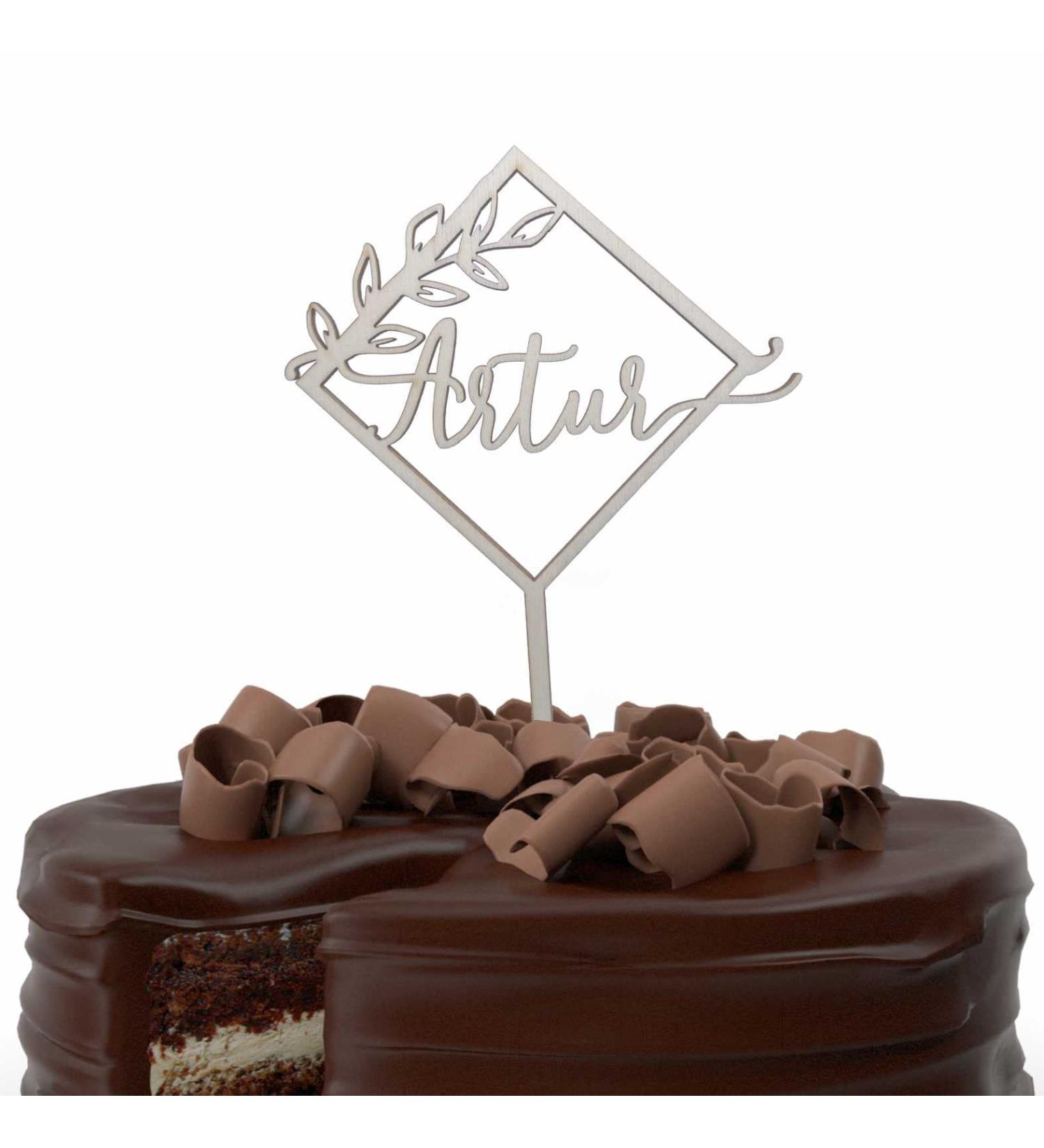 Personalized Wooden Cake Topper - Custom Name Decoration for Birthday Wedding Baptism & Communion (Square) - Buy Online on GoSupps.com